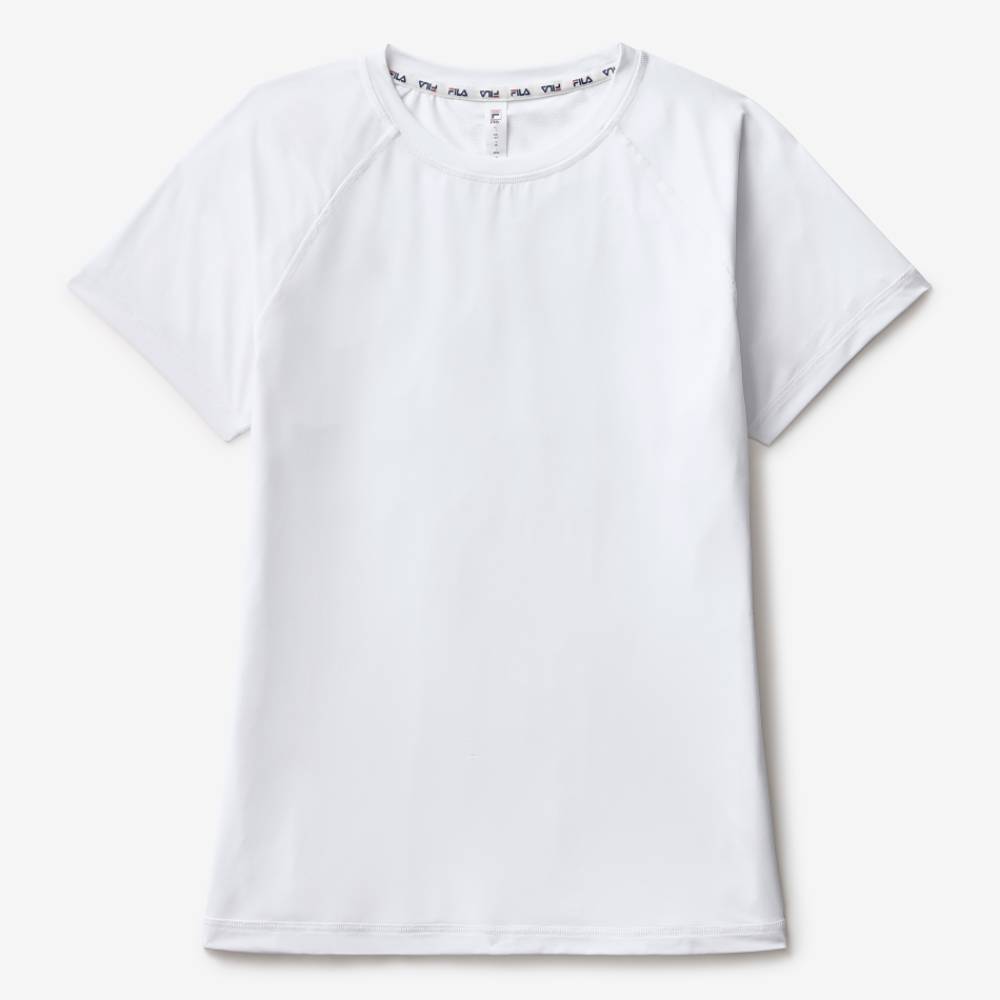 Fila Women's Essential Short Sleeve Mesh Back Athletic Top - Breathable Workout Shirt for Running, Yoga & Gym - White