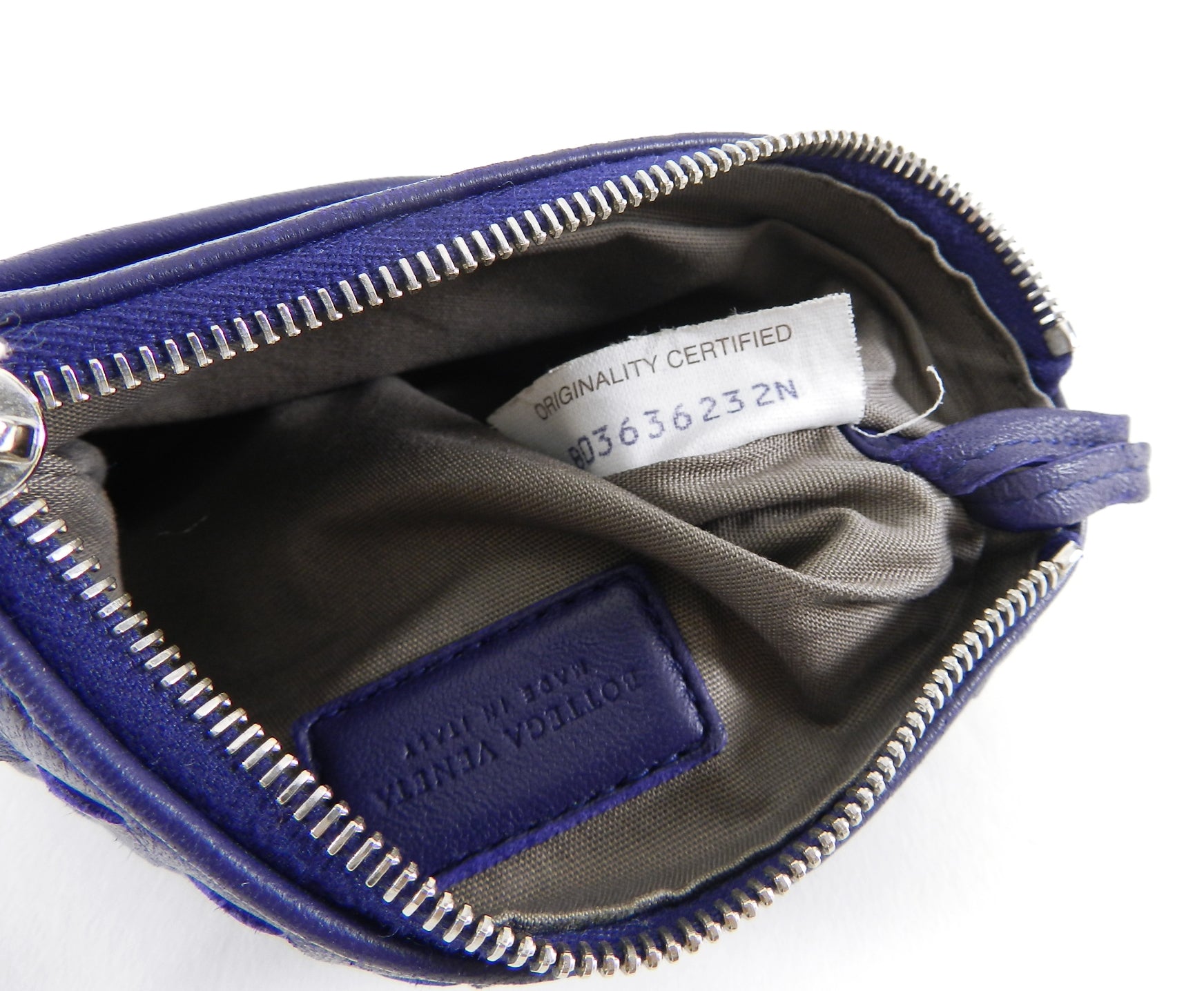 Bottega Veneta Blue Intrecciato Leather Zip Coin Pouch - Luxury Small Wallet for Women & Men - Perfect for Travel, Everyday Use & Gift Giving