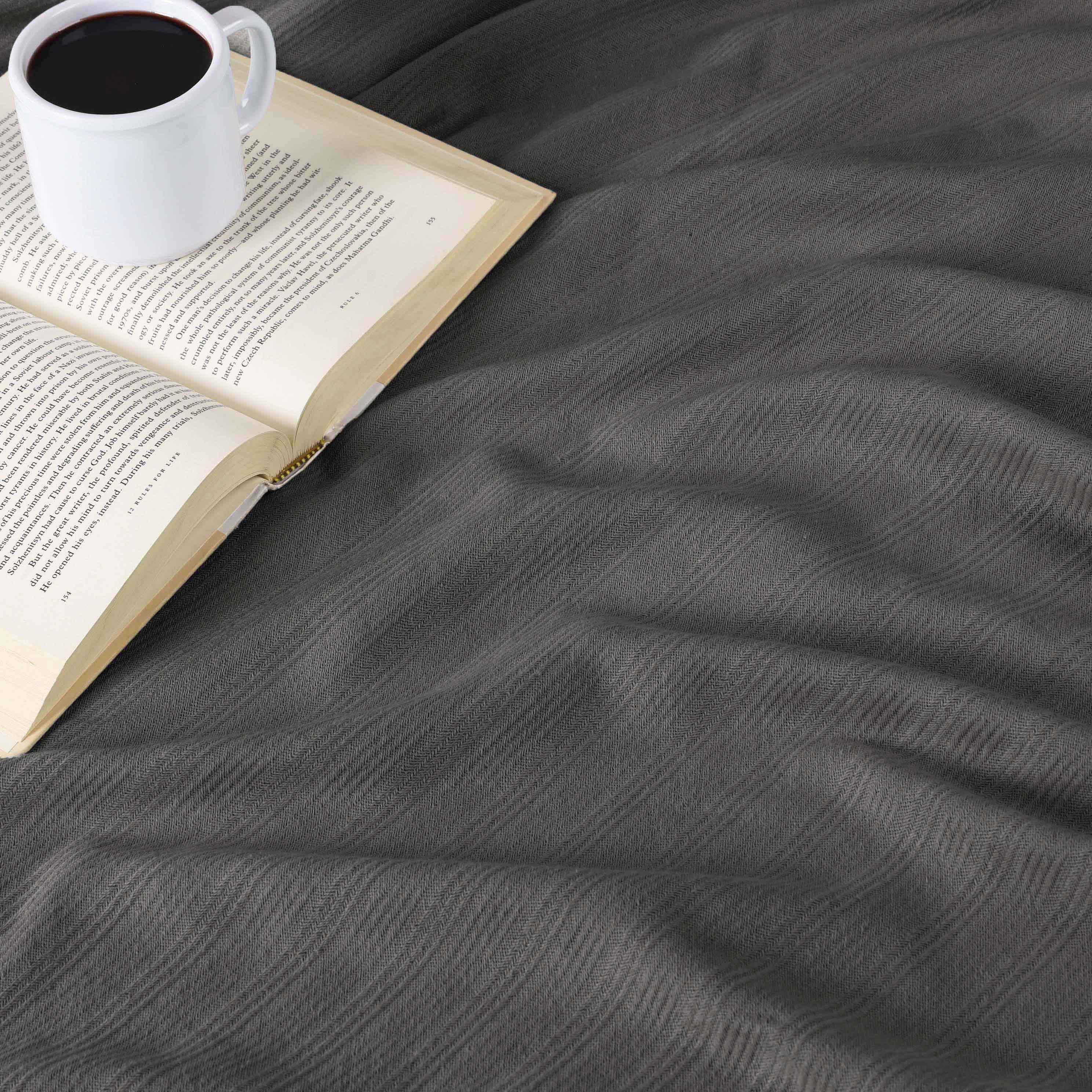 Soft Milan Cotton Textured Striped Lightweight Woven Blanket - Perfect for Sofa, Bed & Outdoor Picnics - Breathable & Cozy Throw
