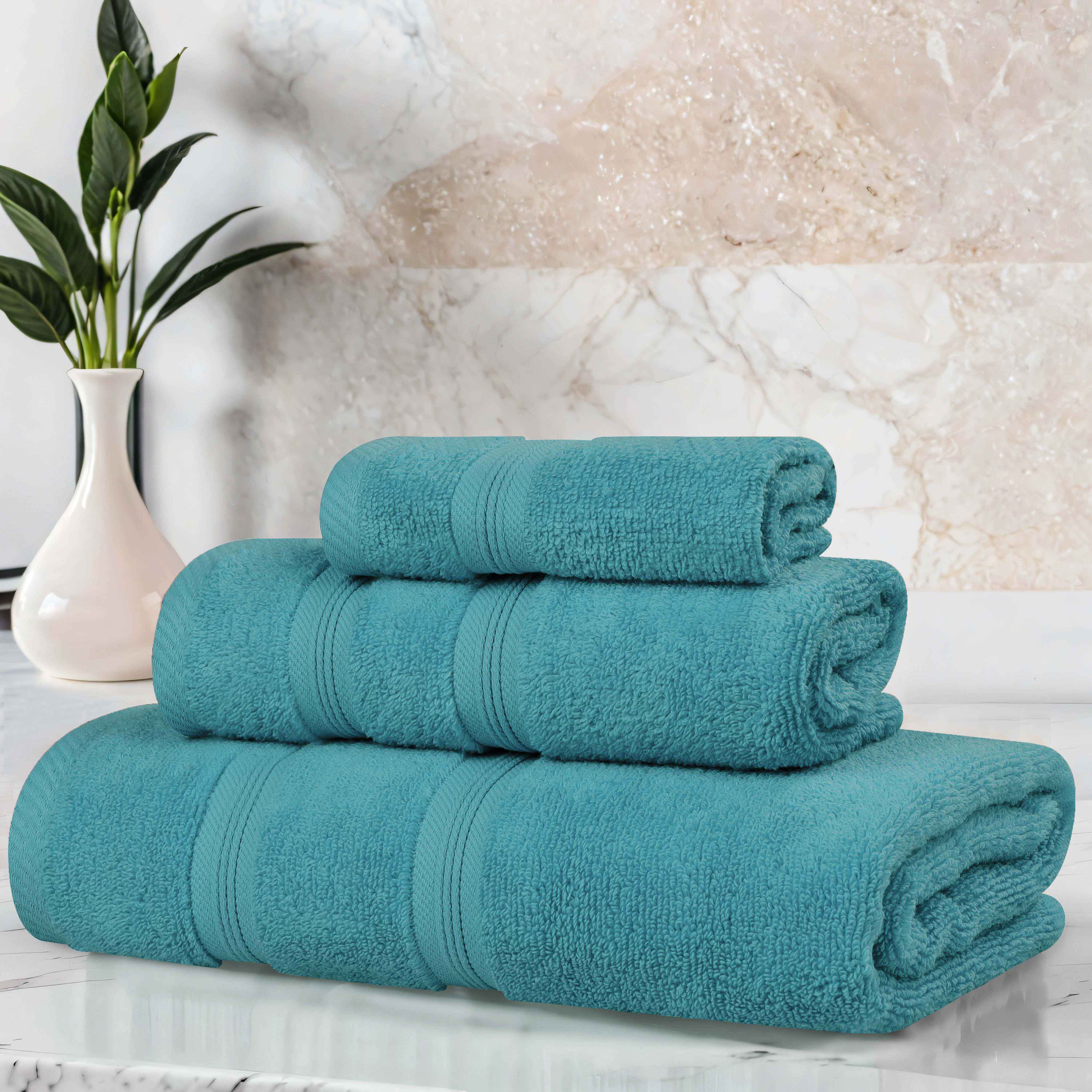 Premium Smart Dry Zero Twist Cotton 3-Piece Towel Set - Ultra Soft & Absorbent Bath Towels for Spa, Gym & Luxury Home Use