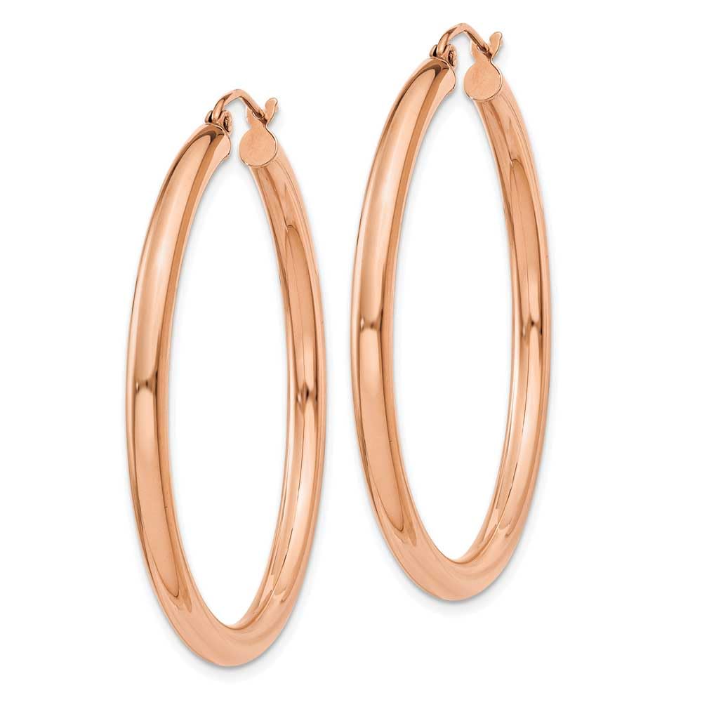 14K Rose Gold 3MM Hoop Earrings for Women - Classic Dainty Huggie Hoops - Perfect for Everyday Wear, Gifts & Special Occasions