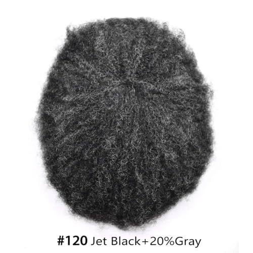 #120 #1 JET BLACK WITH 20% SYNTHETIC GREY-AFRO WAVE 6MM