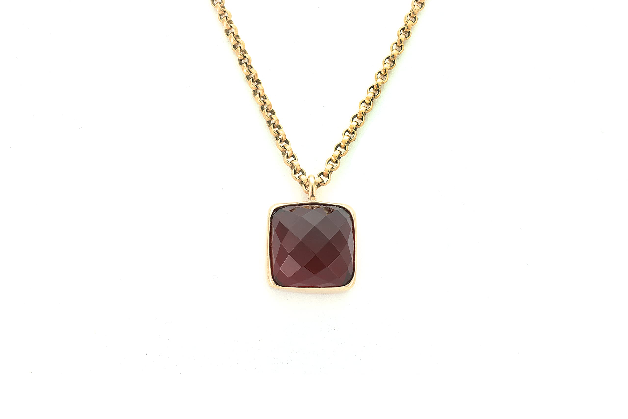 Garnet Pendant Necklace - 14K Gold Filled or Gold Vermeil Bezel Setting - January Birthstone Jewelry for Women - Faceted Gemstone Long Necklace - Perfect for Birthday Gifts, Anniversary & Everyday Elegance