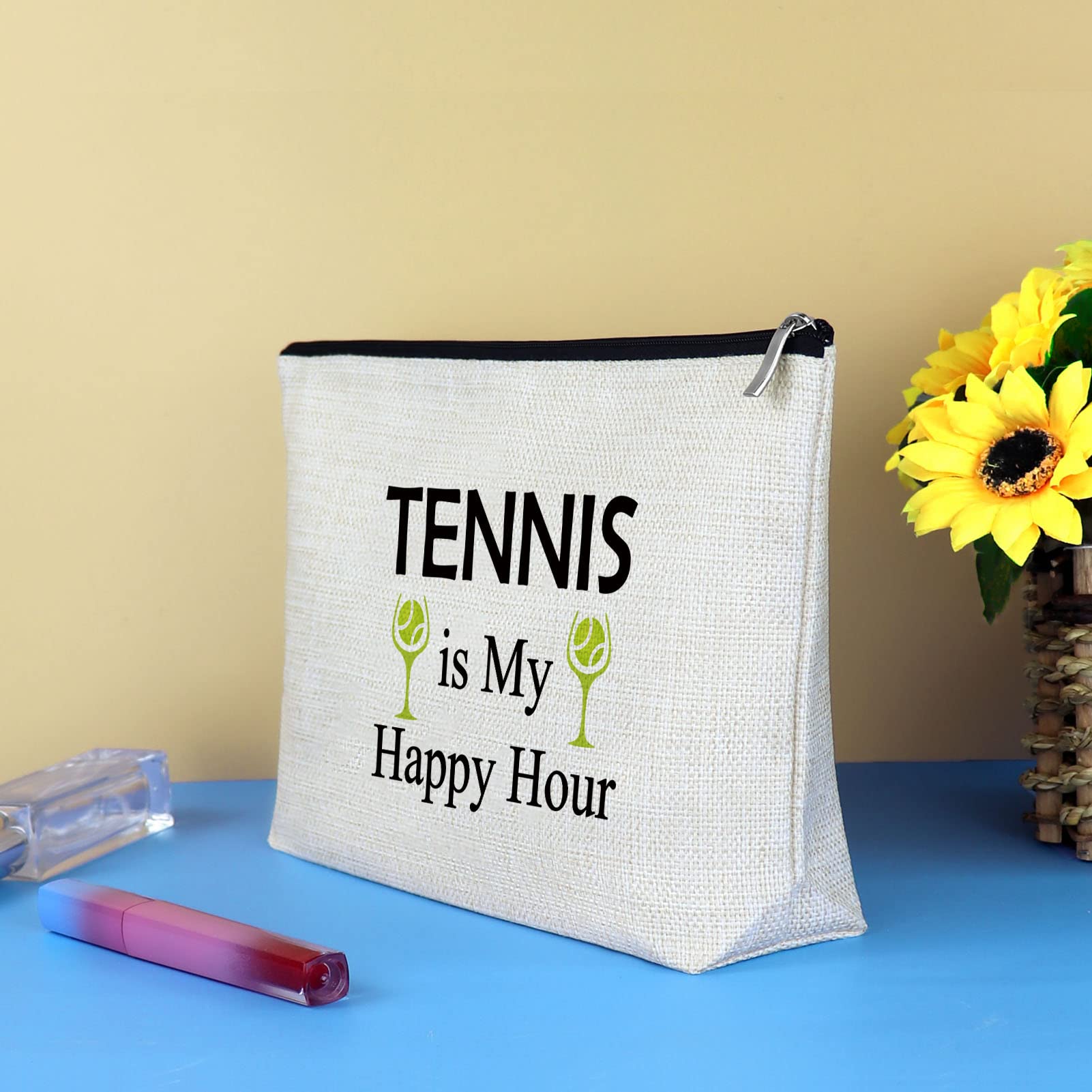 Tennis Gifts for Women - Premium Cosmetic Makeup Bag for Tennis Players, Coaches & Lovers - Perfect Birthday, Christmas Gift for Friends & Coworkers - Travel Pouch for Tennis Team & Sports Enthusiasts