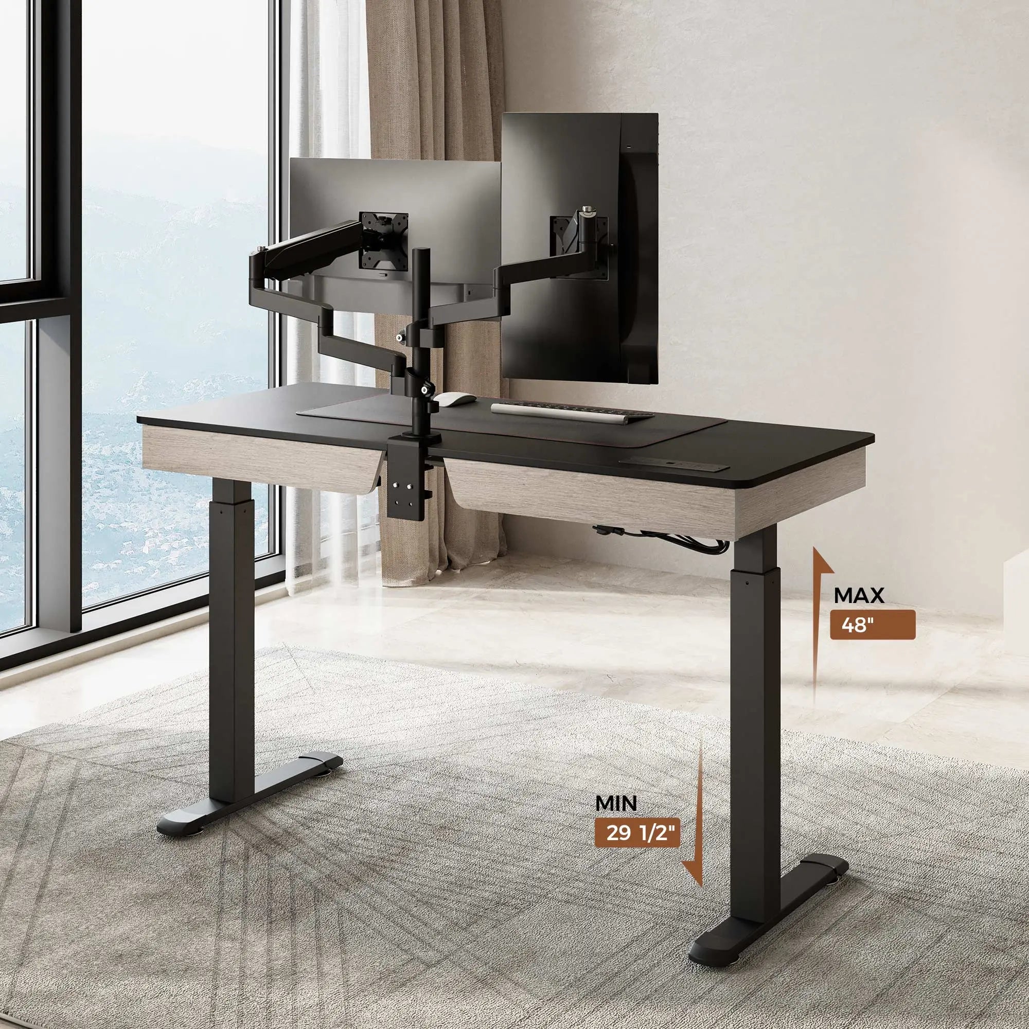 Adjustable Height Standing Desk with Storage Drawers - 47