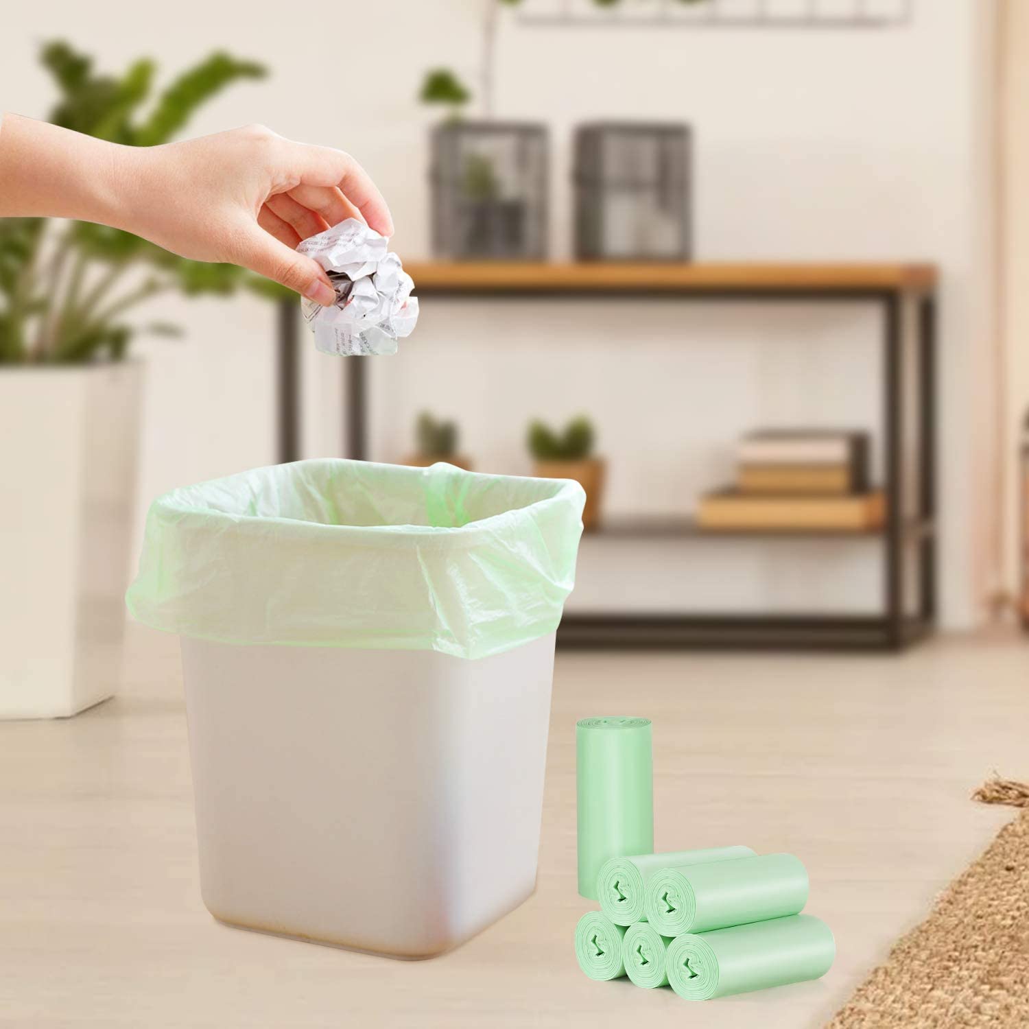 1.2 Gallon Small Trash Bags - Mini Bathroom Garbage Bags (150 Count, Green) | Fits 4.5 Liter Trash Cans | Perfect for Bathroom, Kitchen, Office & Small Spaces | Odor Control & Leak Proof Waste Disposal