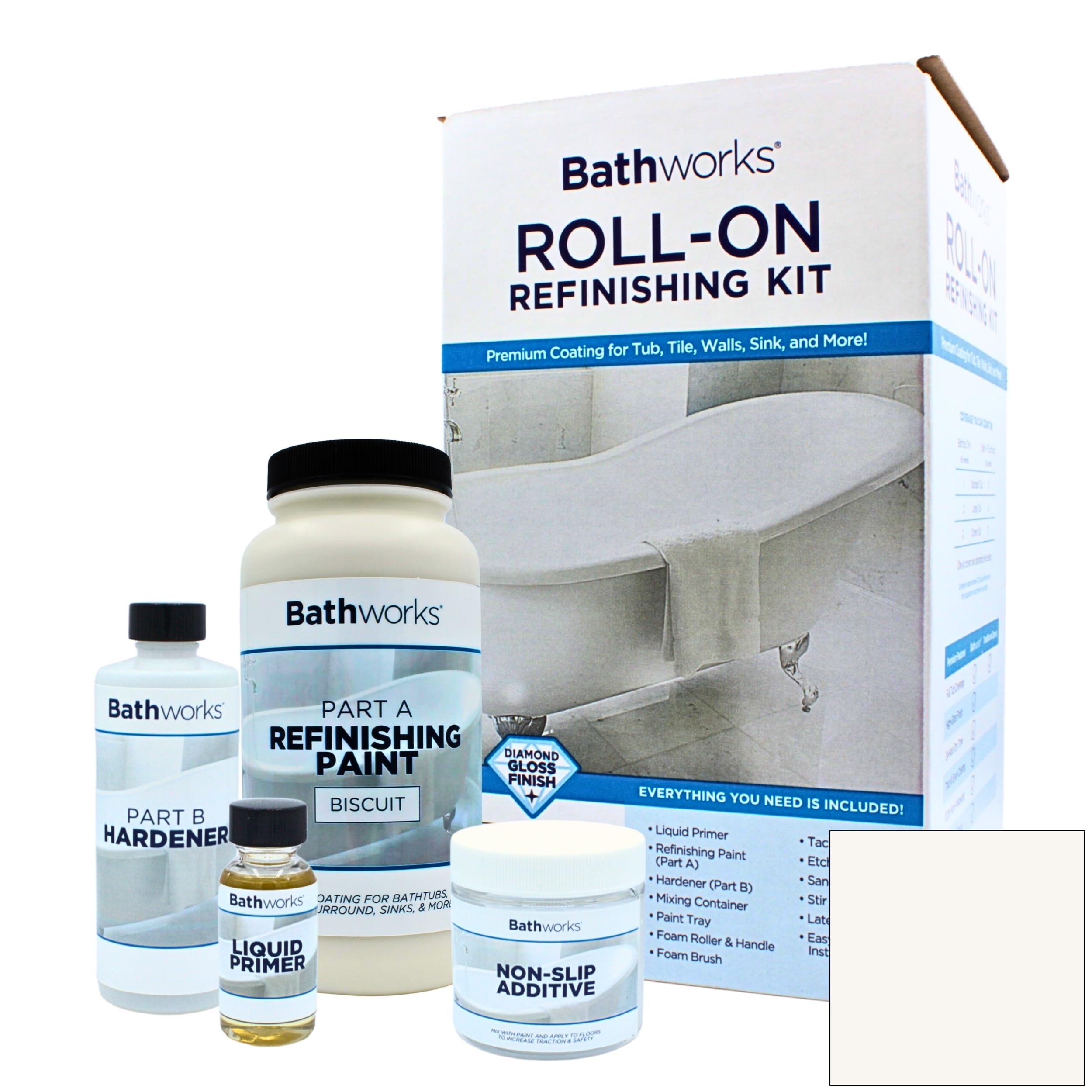 Premium Bathtub & Tile Refinishing Kit - 22oz with Non-Slip Protection (Biscuit Color) - DIY Bathroom Renovation for Tubs, Showers & Sinks