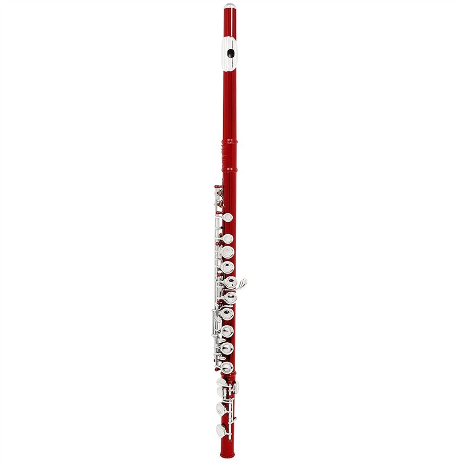 Premium Cupronickel Silver Key 16-Hole Closed Hole C Flute - Professional Band Instrument with Leather Cleaning Cloth & Case - Perfect for Beginners, Students & Performers - Ideal for School Bands, Concerts & Music Practice