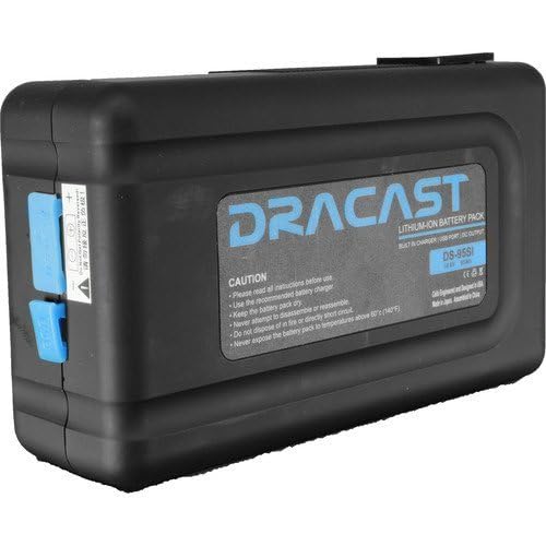 Dracast 95Wh Self-Charging V-Mount Lithium Ion Battery with Built-in Charger | Compatible with Cameras, Lights & Video Equipment | Professional Black Battery (DR95SI) for Filmmaking, Photography & Studio Use