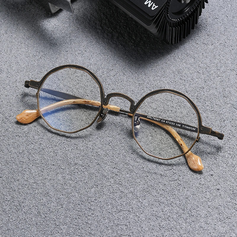 Stylish Unisex Black Titanium Eyeglasses T6067 - Lightweight Full Rim Round Frame for Men & Women | Perfect for Office, Reading & Fashion Accessories