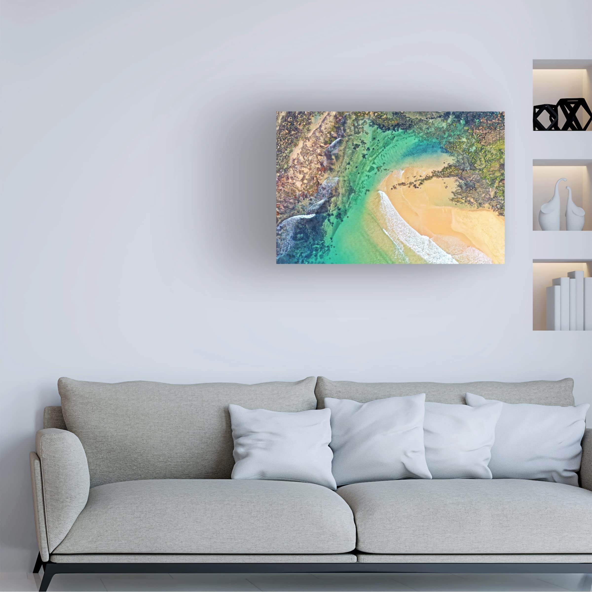Trademark Fine Art 'Ocean Abstractions 3' Canvas Wall Art by Beata Czyzowska Young - Modern Coastal Painting for Living Room, Bedroom & Office Decor