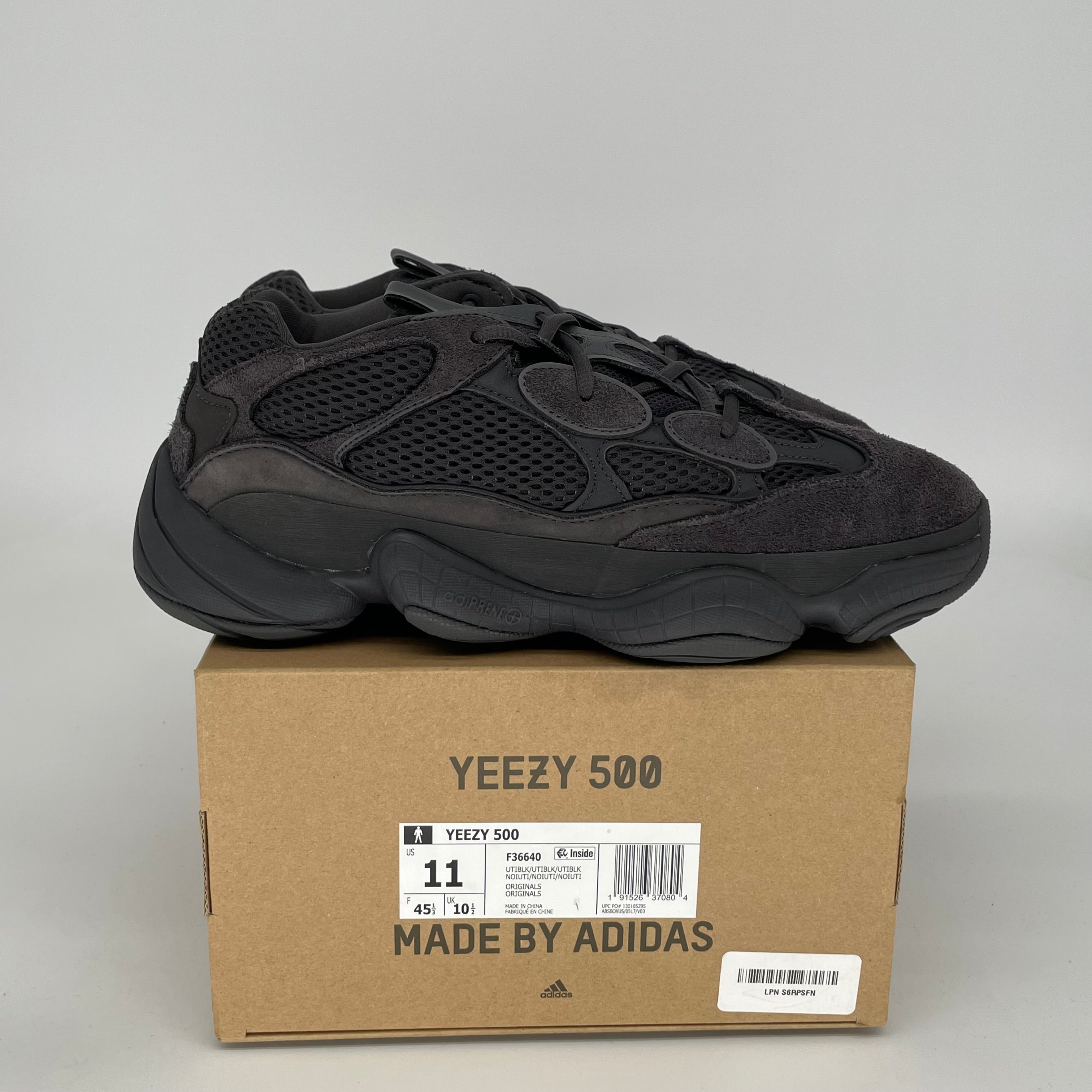 Adidas Yeezy 500 Utility Black Men's Sneakers - Size 11 US (F36640) | Comfortable Running Shoes for Casual Wear & Street Fashion