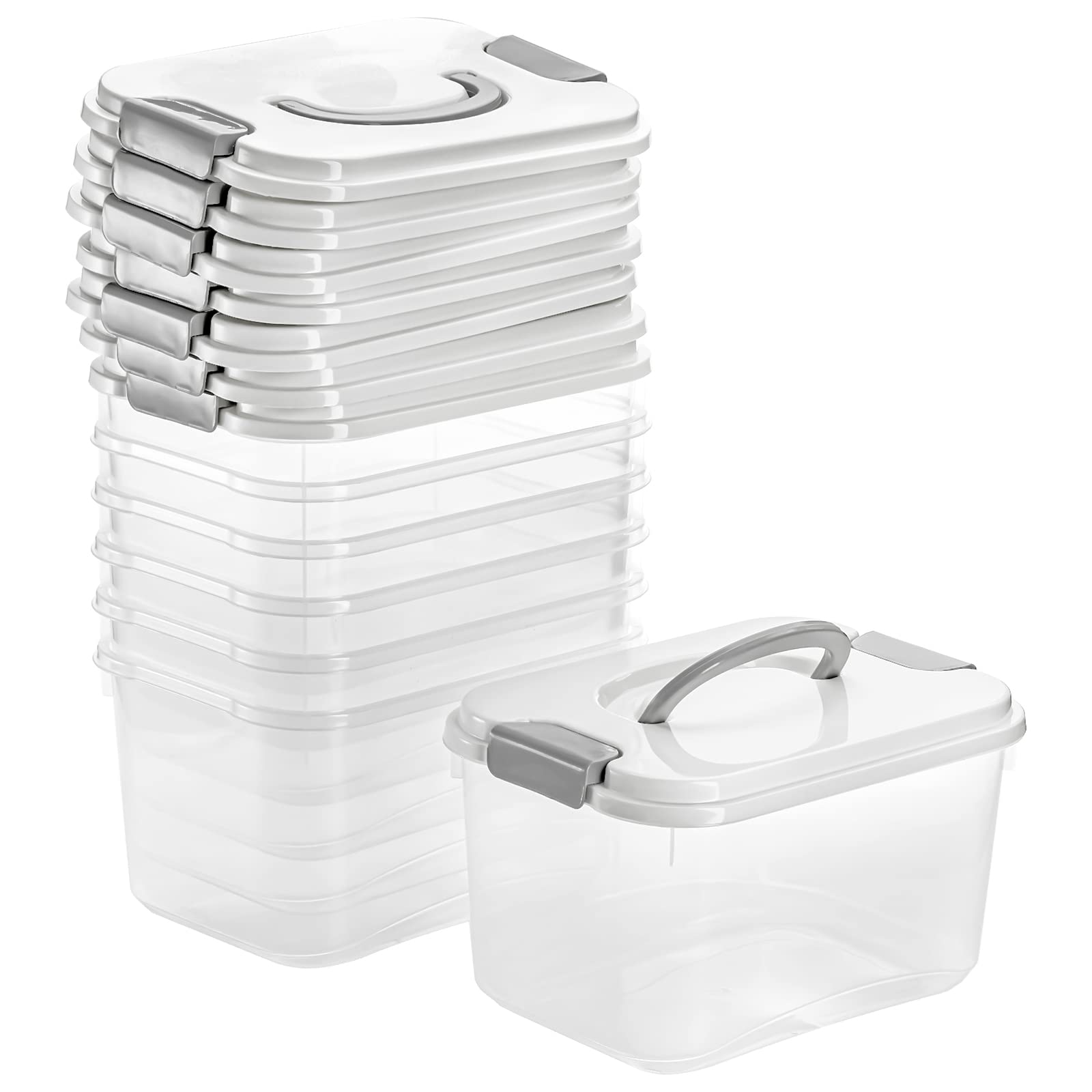 Elsjoy 8-Pack 5.5 Quart Clear Plastic Storage Bins with Lids - Stackable Organizing Containers for Snacks, Cosmetics, Toys & Home Organization - Perfect for Pantry, Bathroom, Office & Kids Room Storage