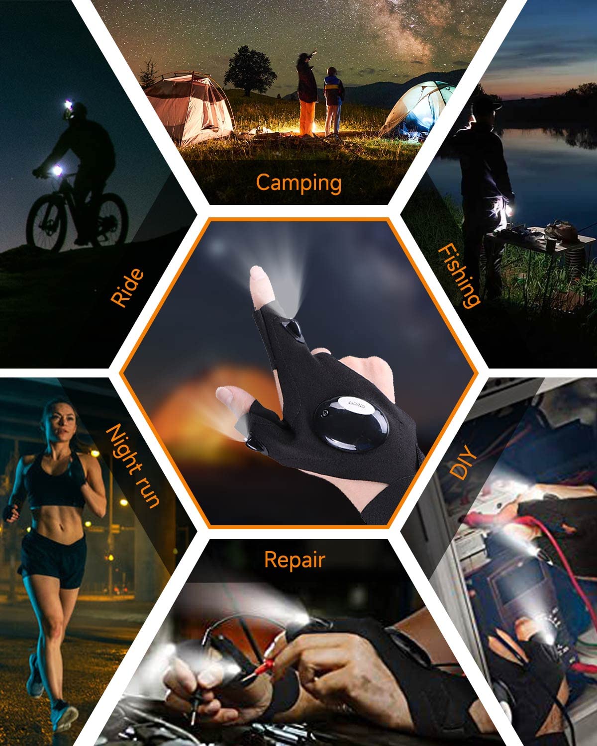 Maxesla LED Flashlight Gloves - Best Hands-Free Lighting for Men, Perfect Father's Day & Birthday Gift - Ideal for Camping, Fishing, Repair Work, Nighttime Mechanics & Outdoor Adventures