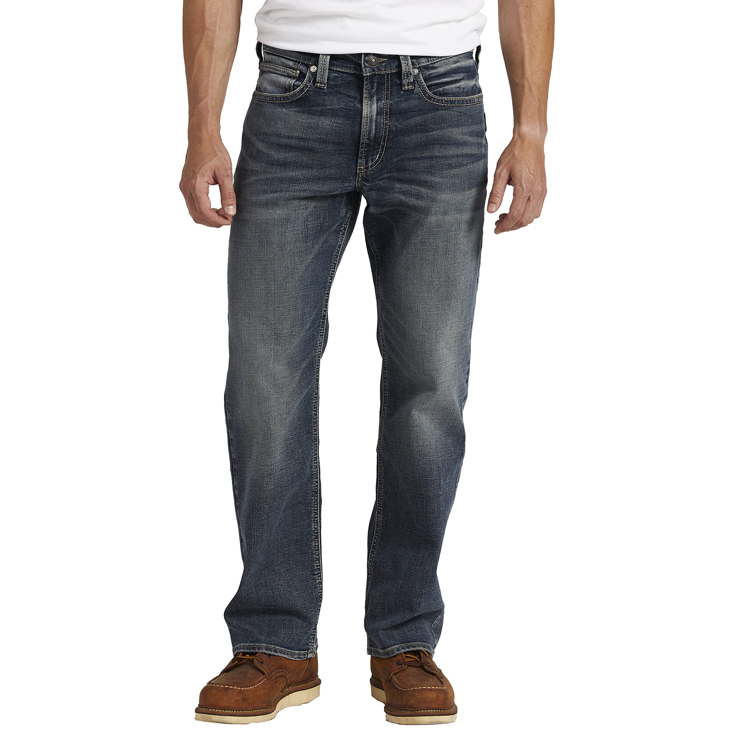 Silver Jeans Co. Men's Zac Relaxed Fit Straight Leg Jeans - Comfortable Denim Pants for Casual Wear & Everyday Outfits | Perfect for Work, Weekend & Outdoor Activities