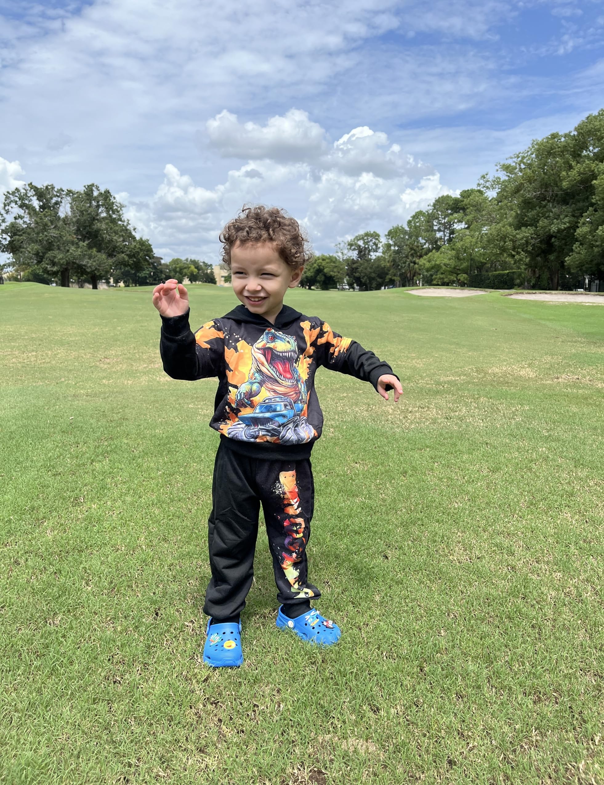 Dinosaur Printed Toddler Boys Clothes Set 3-7 Years - Long Sleeve Hoodie & Pants Outfit for Playtime, School & Outdoor Activities