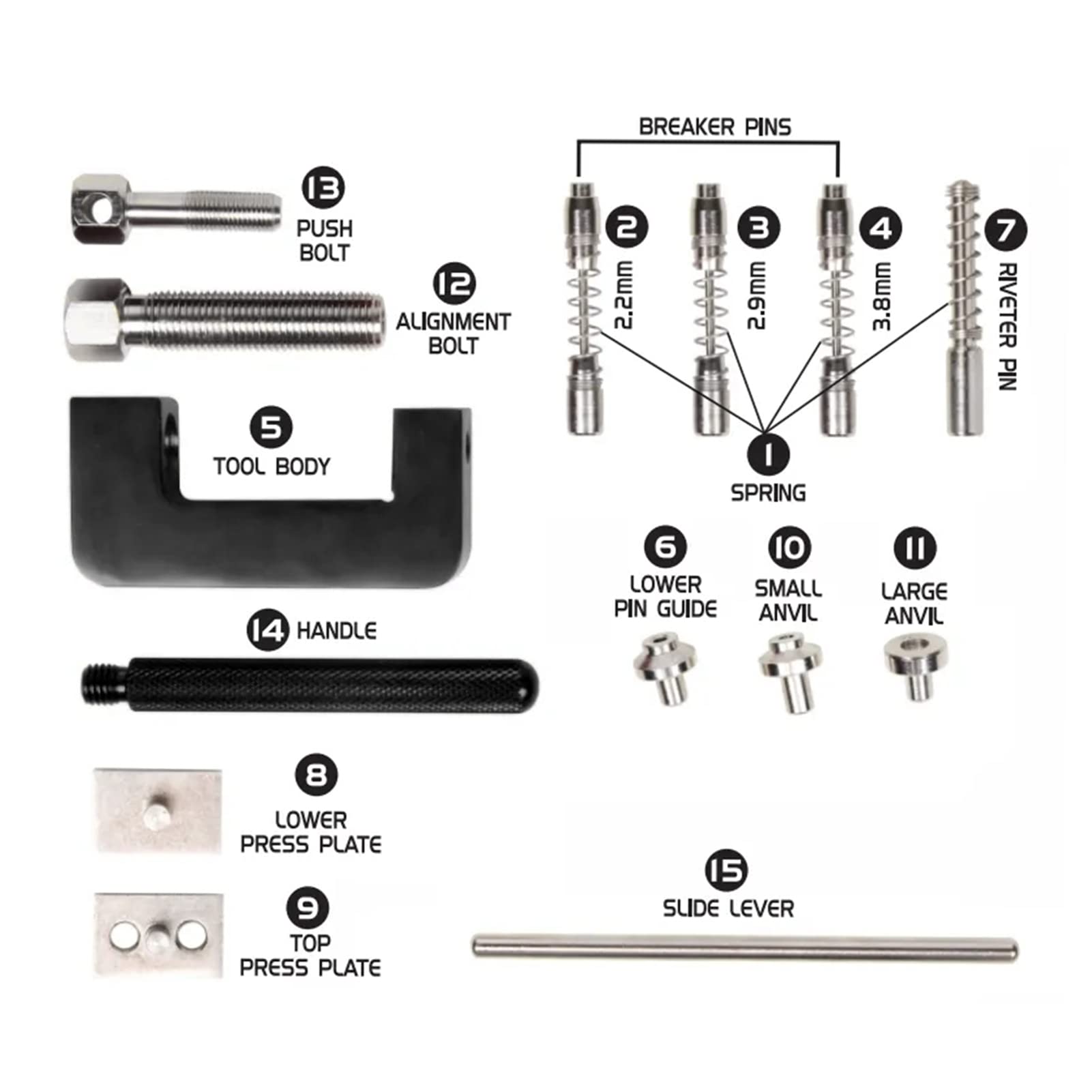 12-Piece Universal Motorcycle Chain Cutter Breaker & Riveter Tool Kit with Storage Box - for ATV, Dirt Bike, Motorcycle Maintenance & Repair - Perfect for DIY Enthusiasts and Professional Mechanics