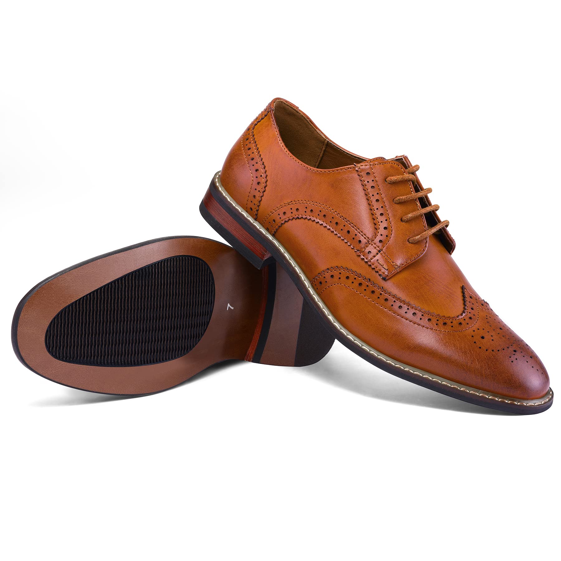 Stylish Men's Wingtip Oxford Dress Shoes - Classic Business Formal Lace Up Shoes for Office, Wedding & Special Occasions