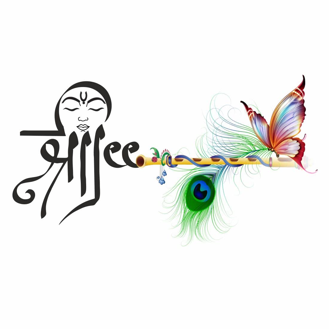 Shree Krishna Flute & Butterfly Temporary Tattoos for Kids - Waterproof Body Art for Boys & Girls - Perfect for Festivals, Parties & Costume Events