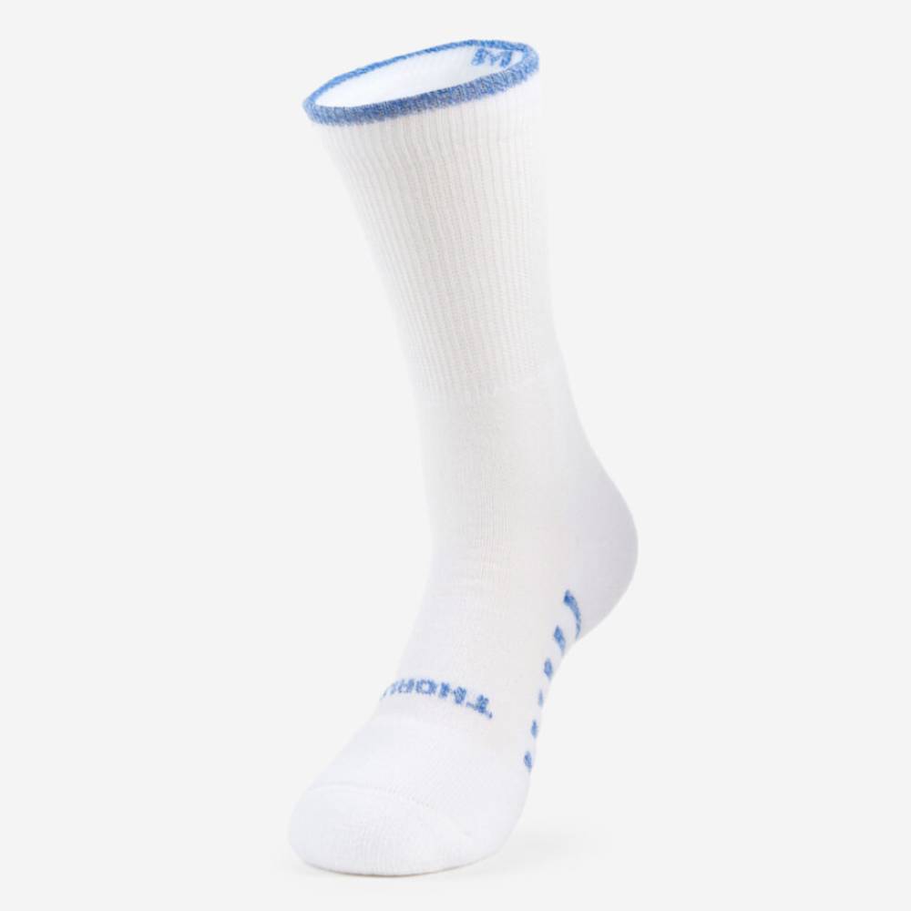 Thorlo Unisex Pickleball Light Cushion Crew Socks - Breathable Athletic Socks for Men & Women - White (Pair) - Perfect for Pickleball, Tennis, Running & Gym Workouts