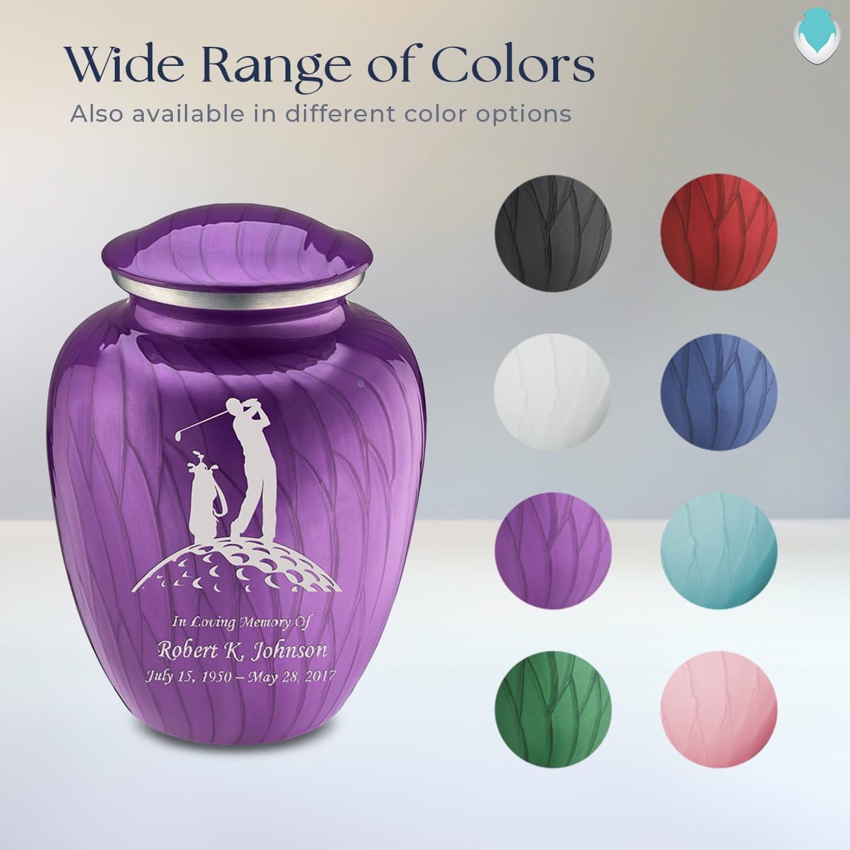 Personalized Golf Cremation Urns for Adults - Large Pearl Purple Funeral Urn for Men & Women with Double-Side Engraving (Holds 200 lbs) | Memorial Keepsake for Golf Lovers, Perfect for Home Display or Cemetery Placement