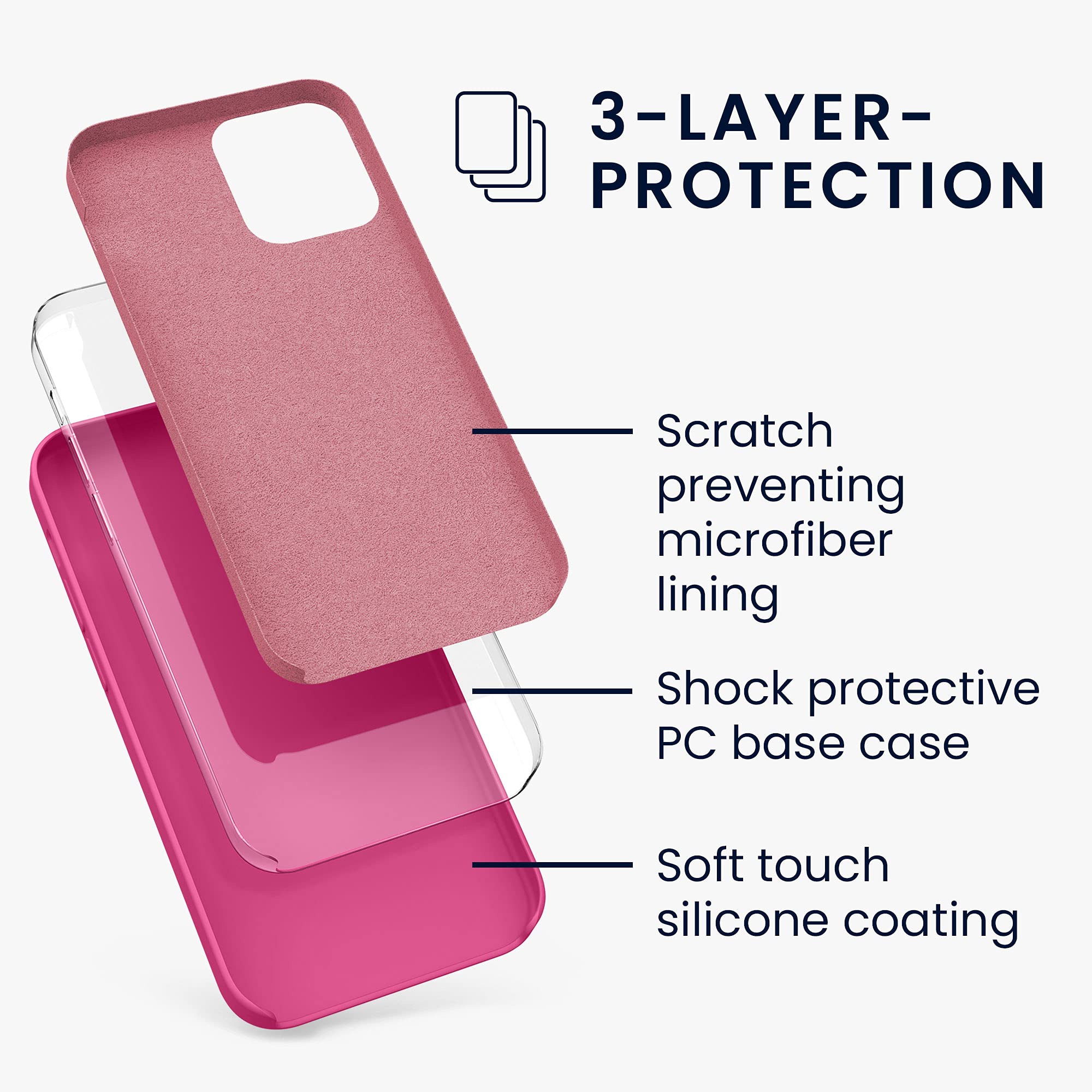 kwmobile Premium TPU Silicone Case for Apple iPhone 12 & iPhone 12 Pro - Soft Protective Phone Cover in Raspberry Pink - Perfect for Everyday Use, Work & Travel