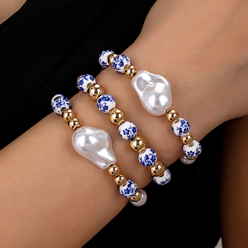 Chinese Style Porcelain Pearl Bead Bracelet - Elegant Handmade Jewelry for Women | B211 | Perfect for Weddings, Parties & Special Occasions