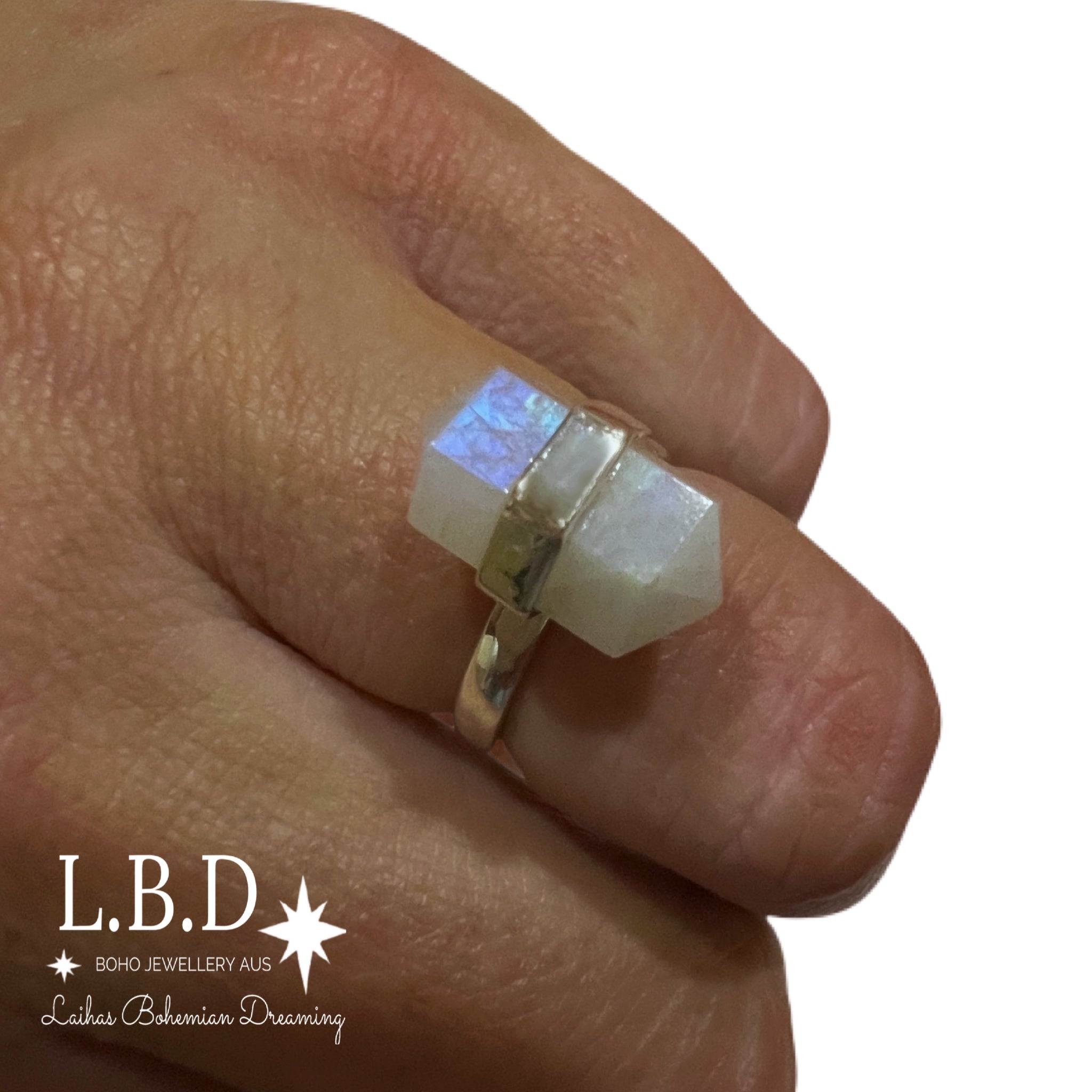 Laihas Genuine Moonstone Ring for Women - Healing Crystal Jewelry for Meditation, Yoga & Spiritual Gifts