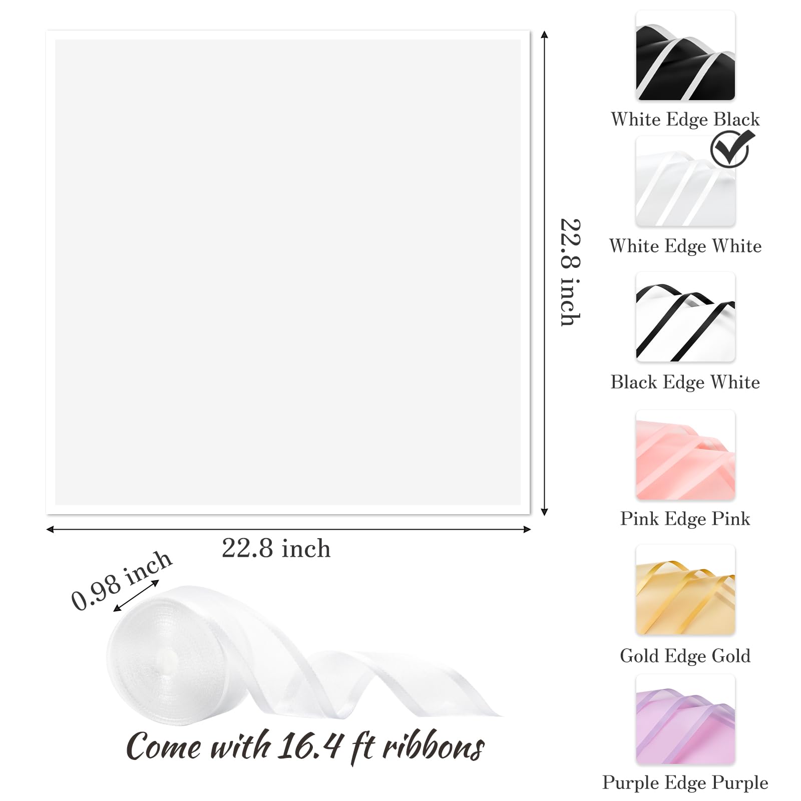 Premium 20-Pack White Floral Wrapping Paper Sheets - Waterproof Bouquet Gift Wrap with Ribbons, 22.8