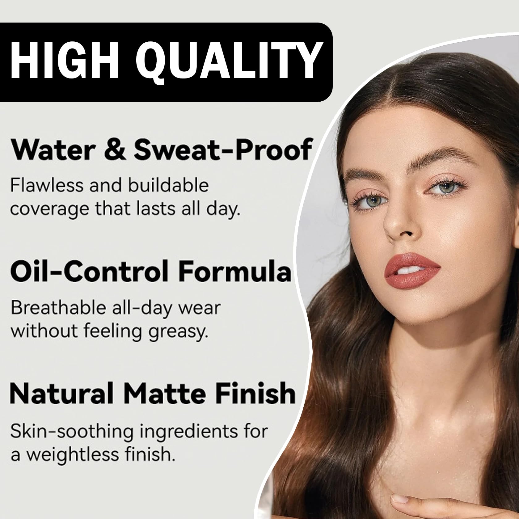 Full Coverage Concealer & Liquid Foundation for Mature Skin - Oil Control, Matte Finish, Waterproof Makeup (Shade 02 Natural) | Perfect for Daily Wear, Special Occasions & Professional Makeup Looks