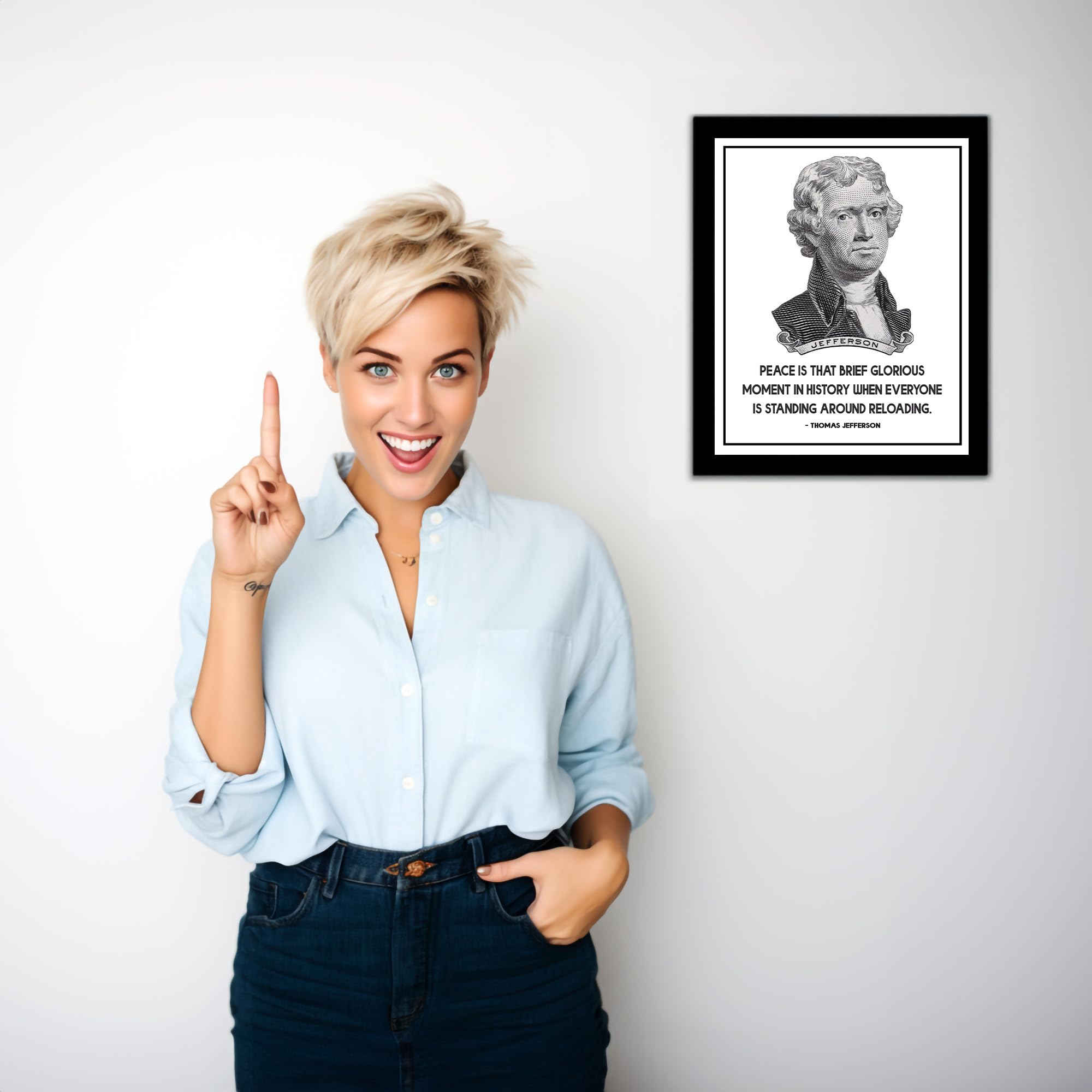 Thomas Jefferson Reload Peace Inspirational Wall Art Print - Patriotic Political Decor for Living Room, Office & Classroom - Unframed 8x10 - Perfect Gift for History Lovers & American Pride (Great for Home Decor, Gifts & Educational Spaces)