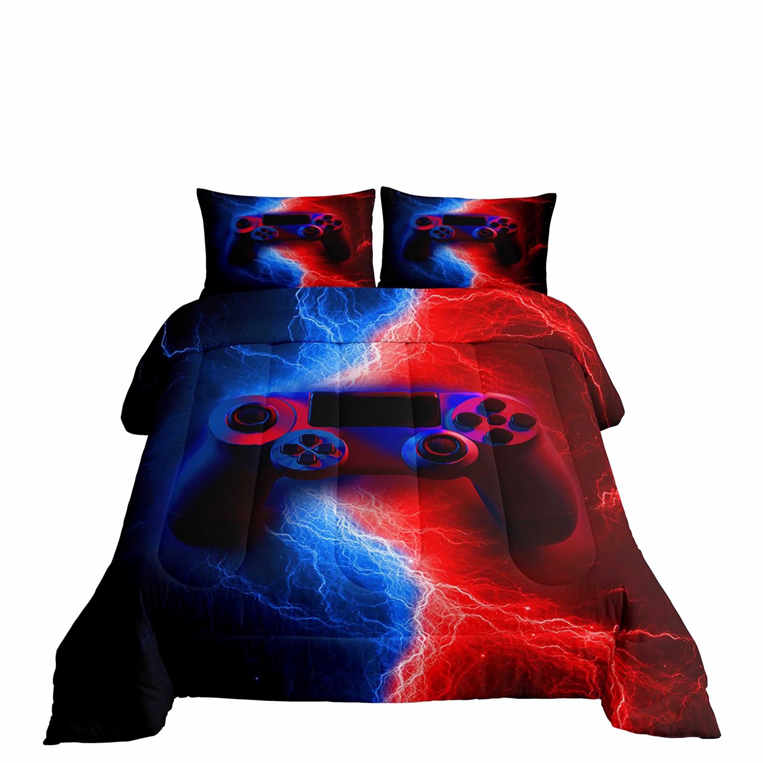 Erosebridal Boys Twin Gaming Comforter Set - Red & Blue Kids Bedding for Toddlers & Boys, Perfect for Gaming Rooms & Kids' Bedrooms