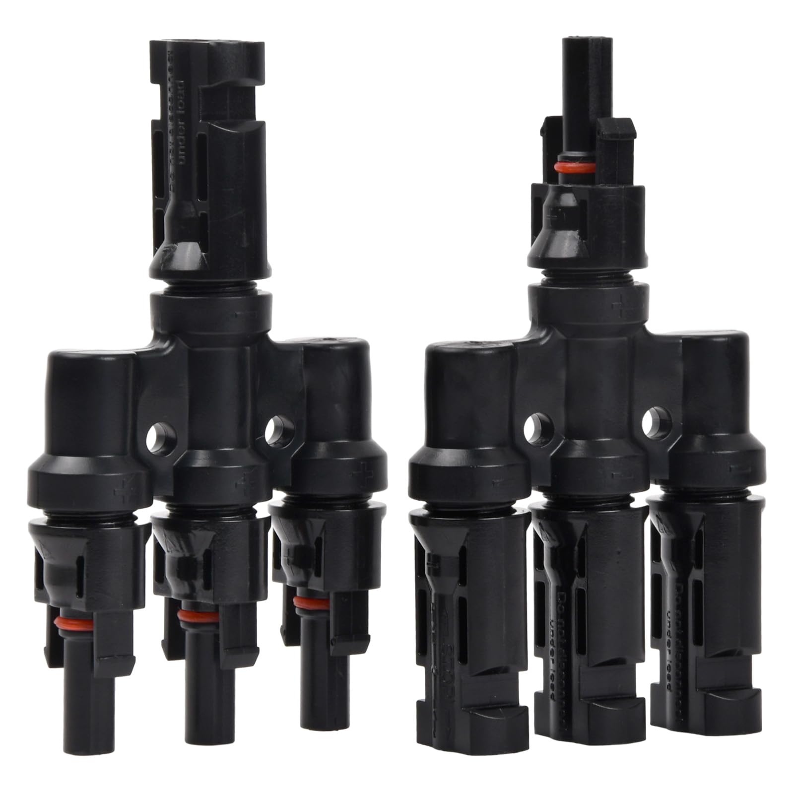 Kioiner 1 Pair Solar Panel Connectors - MC4 T Branch Connectors (MFFF/FMMM) for 3 to 1 Parallel Connection | Waterproof Photovoltaic Cable Connectors for Solar Panel Arrays | Ideal for RV, Off-Grid & Home Solar Systems