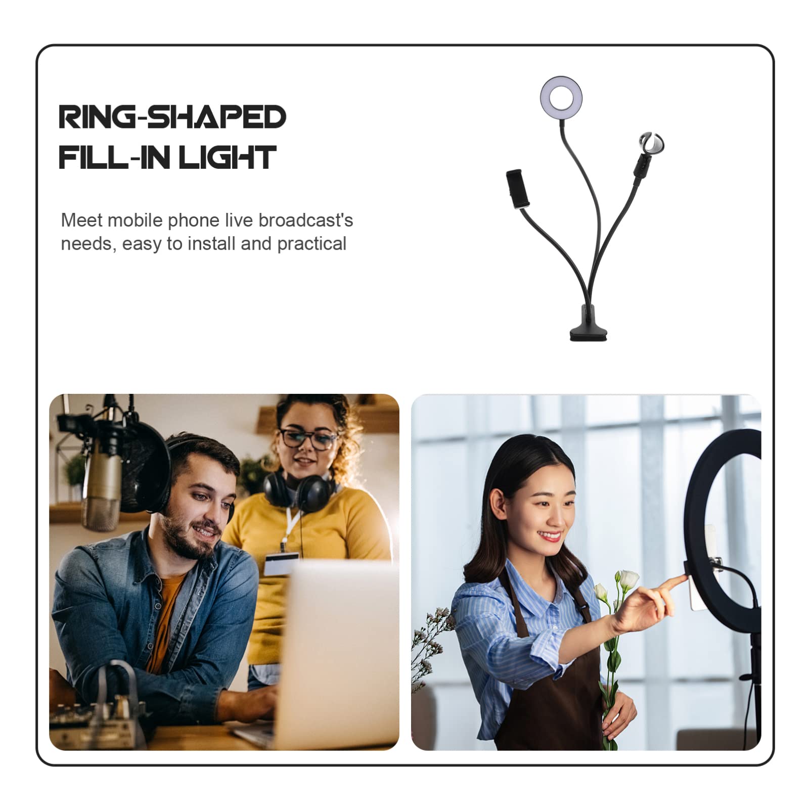 OSALADI 3-Pack LED Video Light Kit - Dimmable Ring Light for Live Streaming, Makeup, YouTube Videos, Photography & Selfies - Perfect for Home Studio, Vlogging & Content Creation