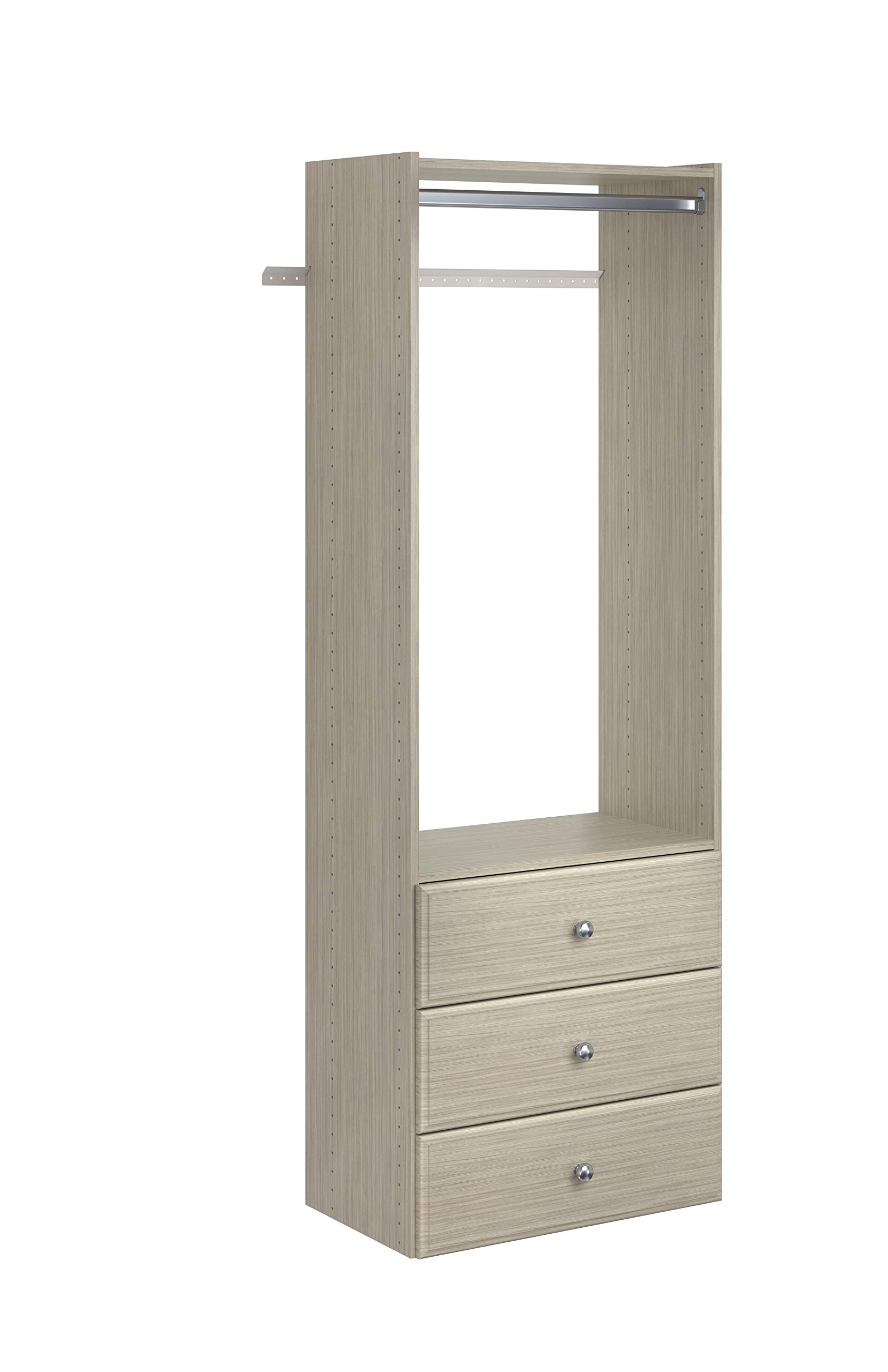 Easy Track PH32-CG Elite Tower Kit - Hidden Storage Closet Organizer System, Adjustable Shelving Unit in Weathered Grey - Perfect for Bedroom, Walk-in Closet & Home Organization