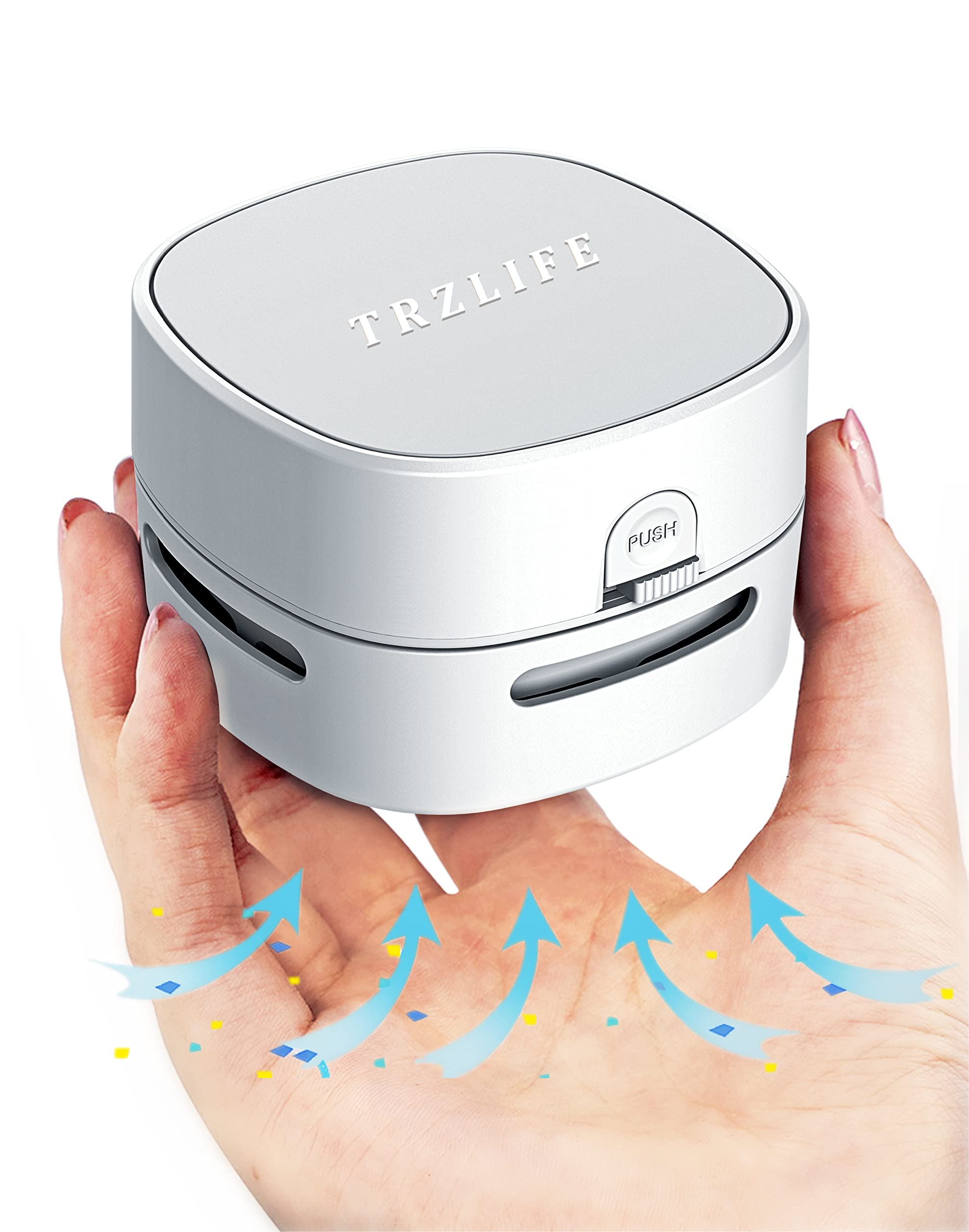 TRZLIFE Upgraded Mini Desk Vacuum Cleaner - Portable AA Battery Powered Table Vacuum for Tiny Items & Crumbs on Desktop, Drawer, Countertop - Perfect Easter Tech Gift & Office/Home Cleaning Tool