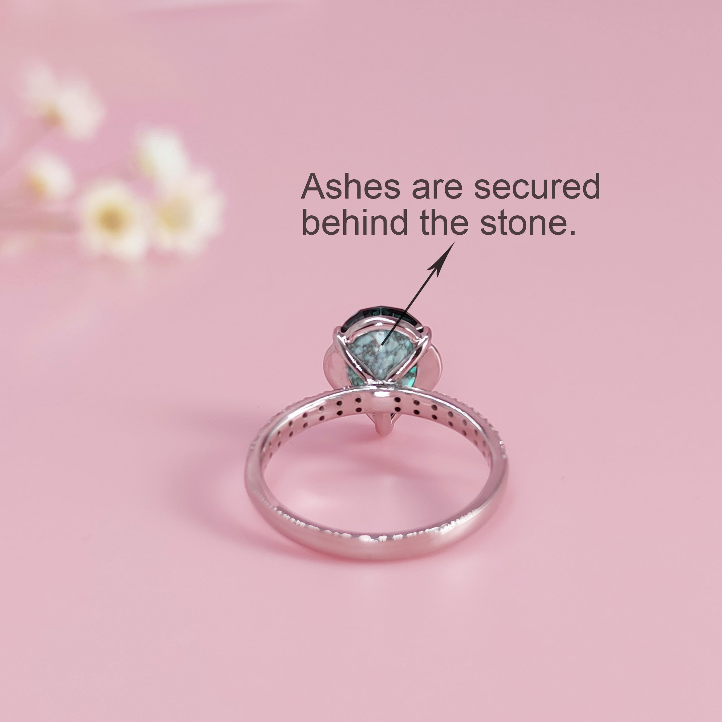 Celestial Tear Pear Cut Moissanite Ashes Ring for Women - Elegant Memorial Jewelry for Cremation Keepsake, Wedding, Anniversary & Special Occasions