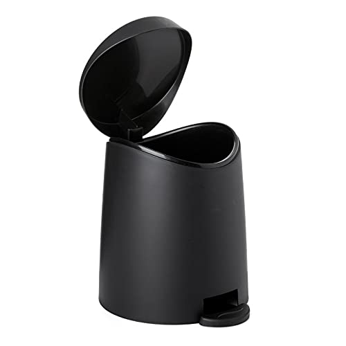 Premium Small Black Trash Can for Bathroom, Office & Kitchen - Odor Control & Space Saving Waste Bin for Home & Commercial Use