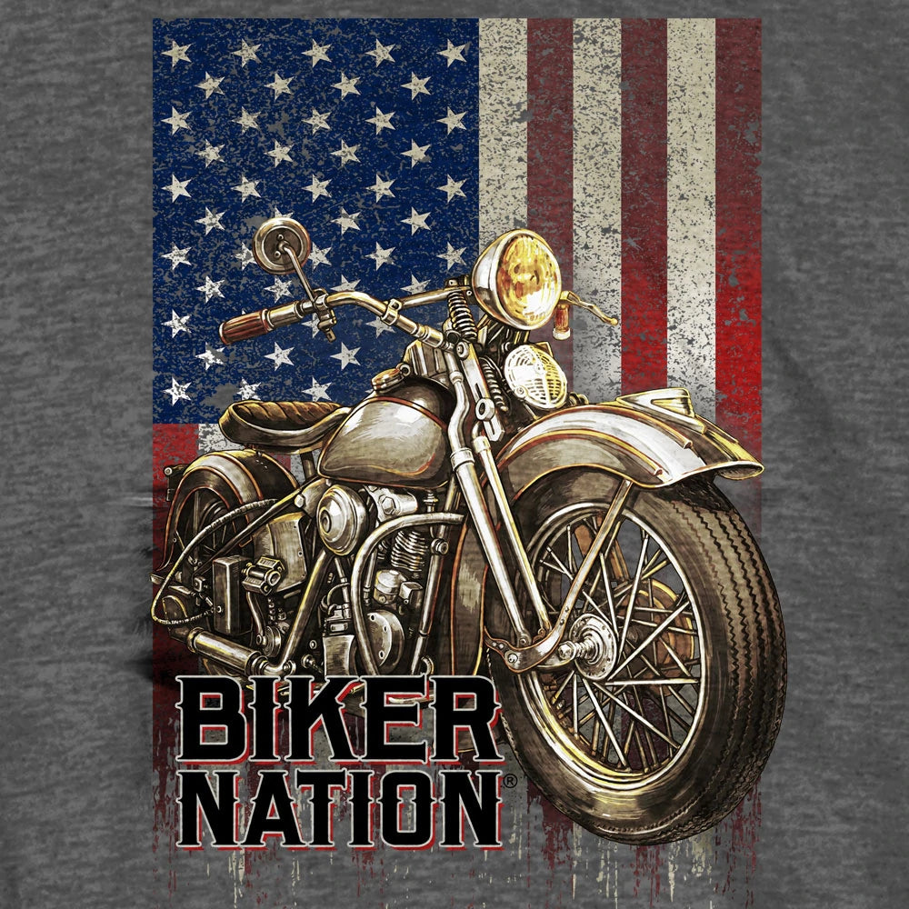 Biker Nation Motorcycle Flag T-Shirt - Stylish Biker Apparel for Riders & Motorcycle Enthusiasts - Perfect for Road Trips & Bike Rallies