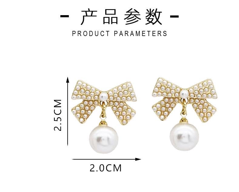 Boho Geometric Square Drop Earrings for Women - Small Faux Pearl Bow Dangle Stud Earrings in Gold | Elegant Party Jewelry & Gift for Women | Perfect for Weddings, Date Nights, and Special Occasions