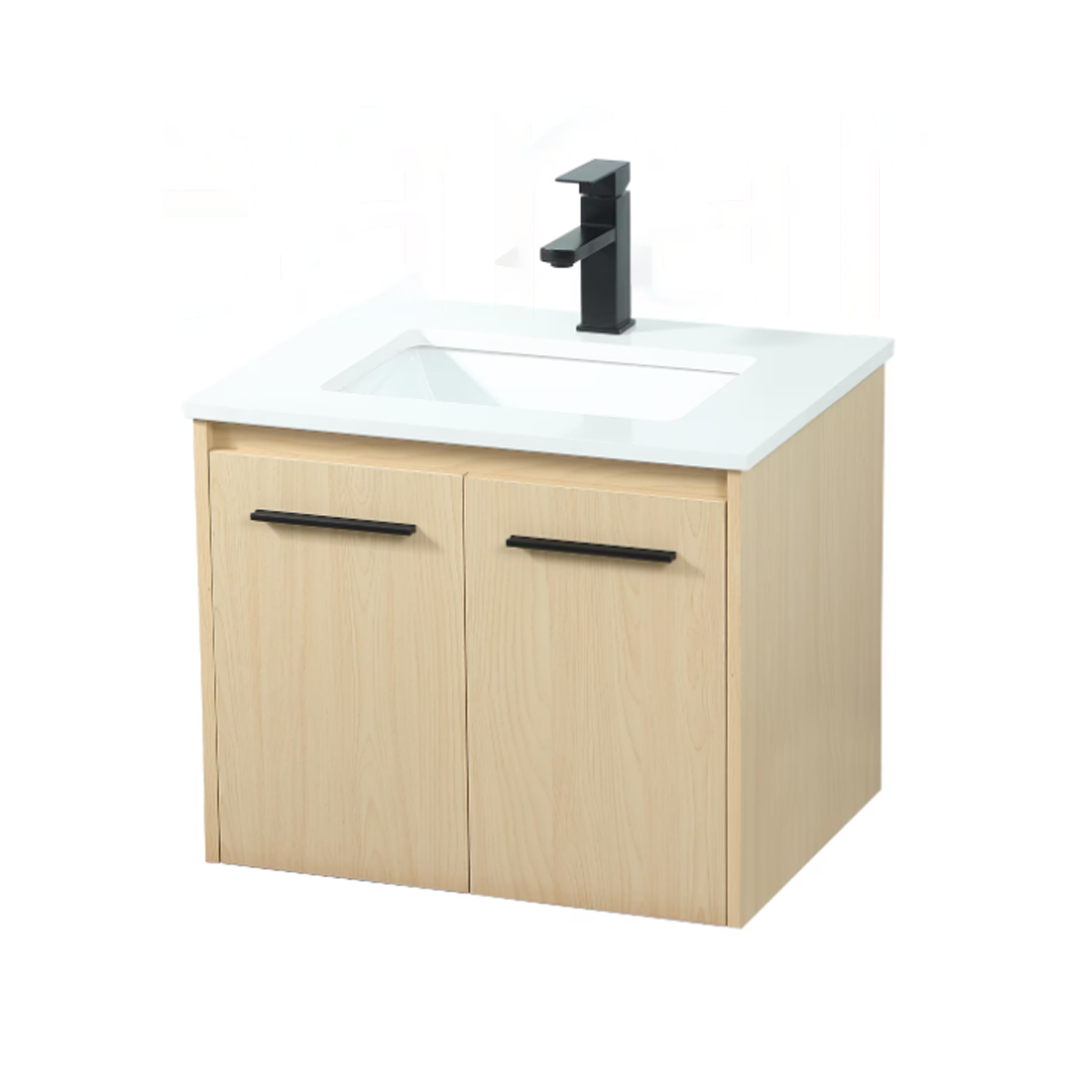 White VF44524MMP 24 x 18 Inch Complete Wall Mount Bathroom Vanity Set with Faucet Hole & 2 Maple Drawers - Perfect for Small Bathrooms, Powder Rooms & Space-Saving Home Renovations