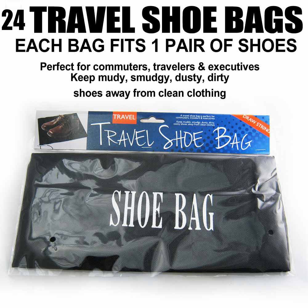12-Piece Black Travel Shoe Bags with Drawstring - Shoe Storage Organizer for Luggage & Suitcase - Perfect for Vacation, Gym, and Sports Gear Organization