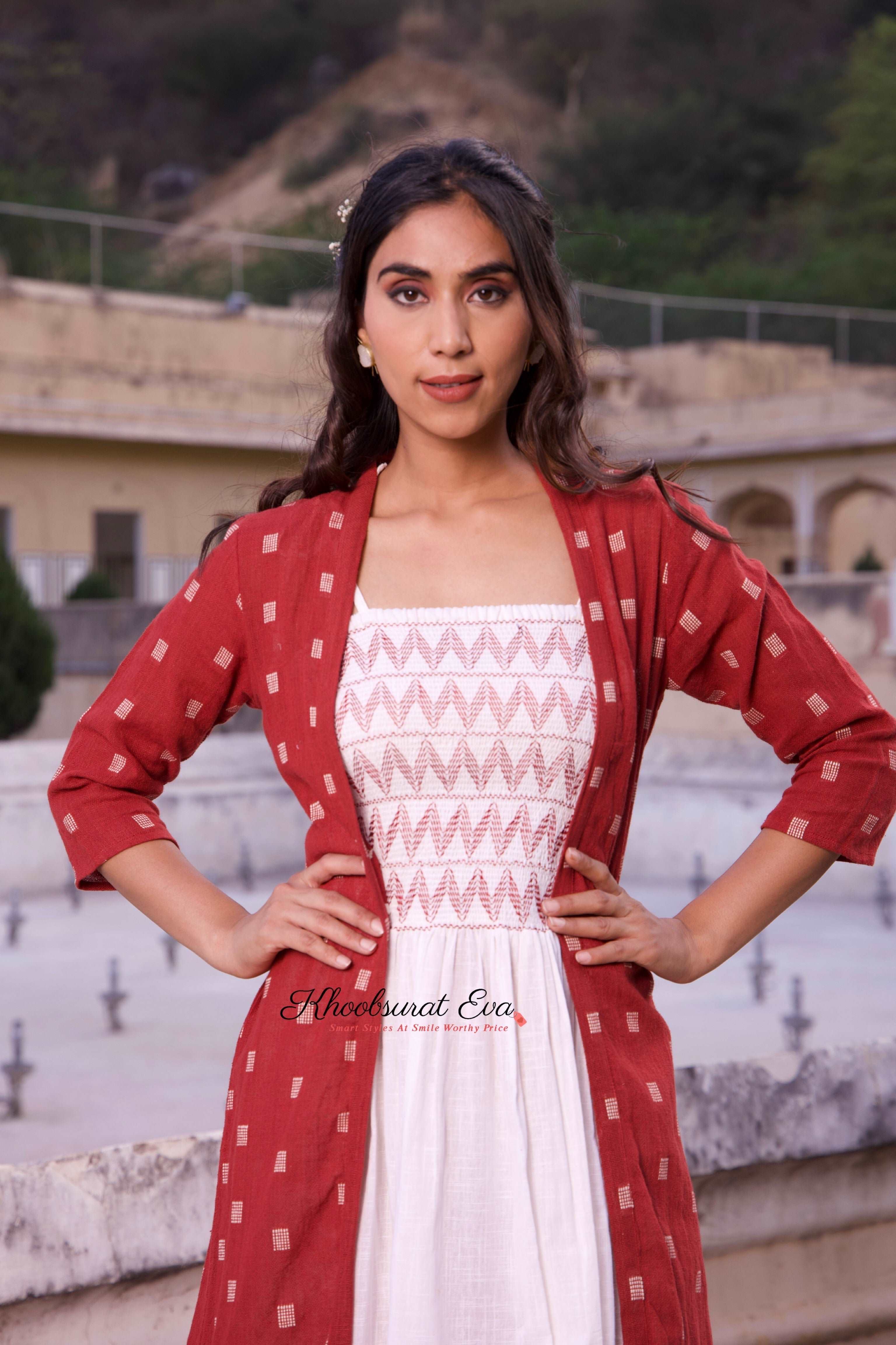 Bloom Maroon Jacket Maxi Dress for Women - Elegant Long Sleeve Wrap Dress for Fall & Winter - Perfect for Office, Party, and Special Occasions