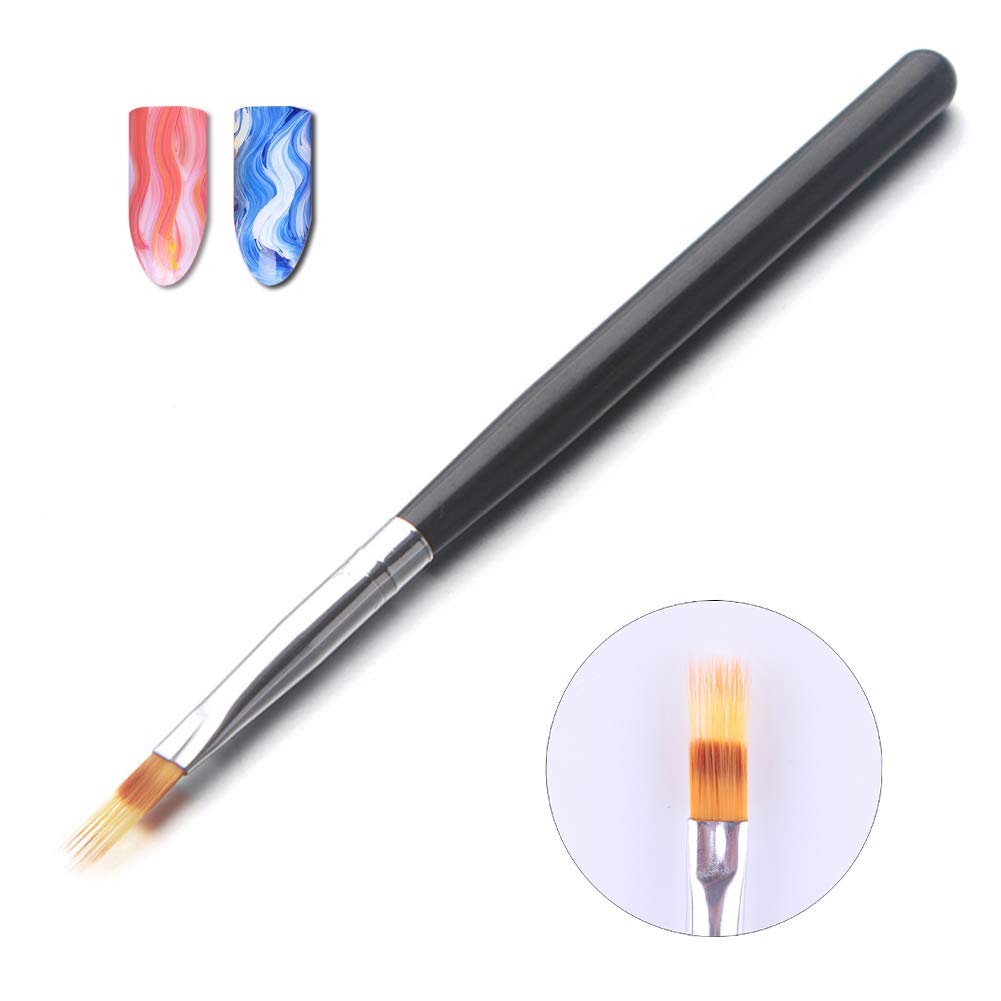 WOKOTO Black Wood Handle Ombre Brush for Acrylic & Gel Nails - Professional Manicure Tool for Gradient & UV Gel Nail Art - Perfect for Salon & Home Nail Designs