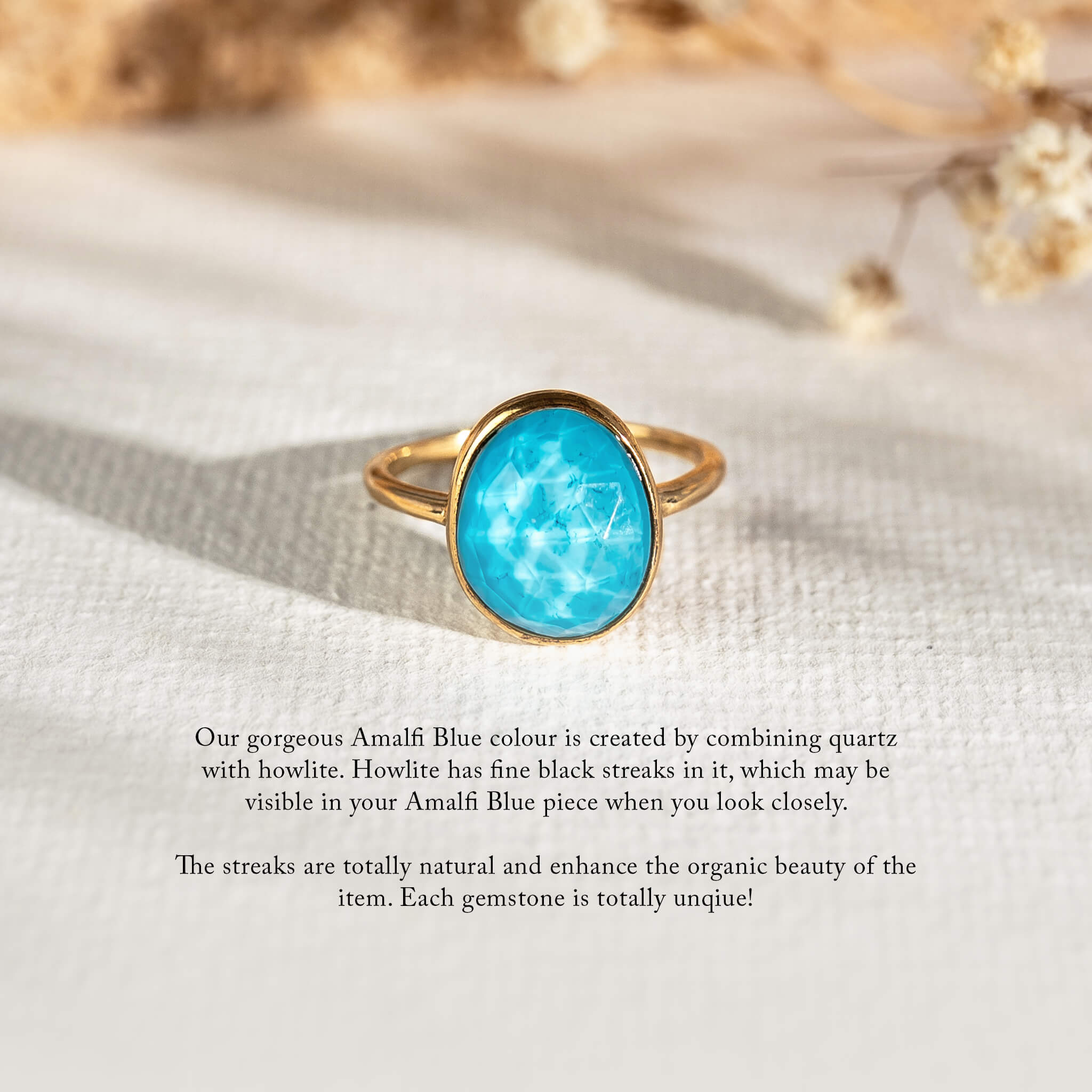 Amalfi Blue Statement Ring - Elegant Window to My Soul Jewelry for Women | Perfect for Parties, Weddings & Special Occasions