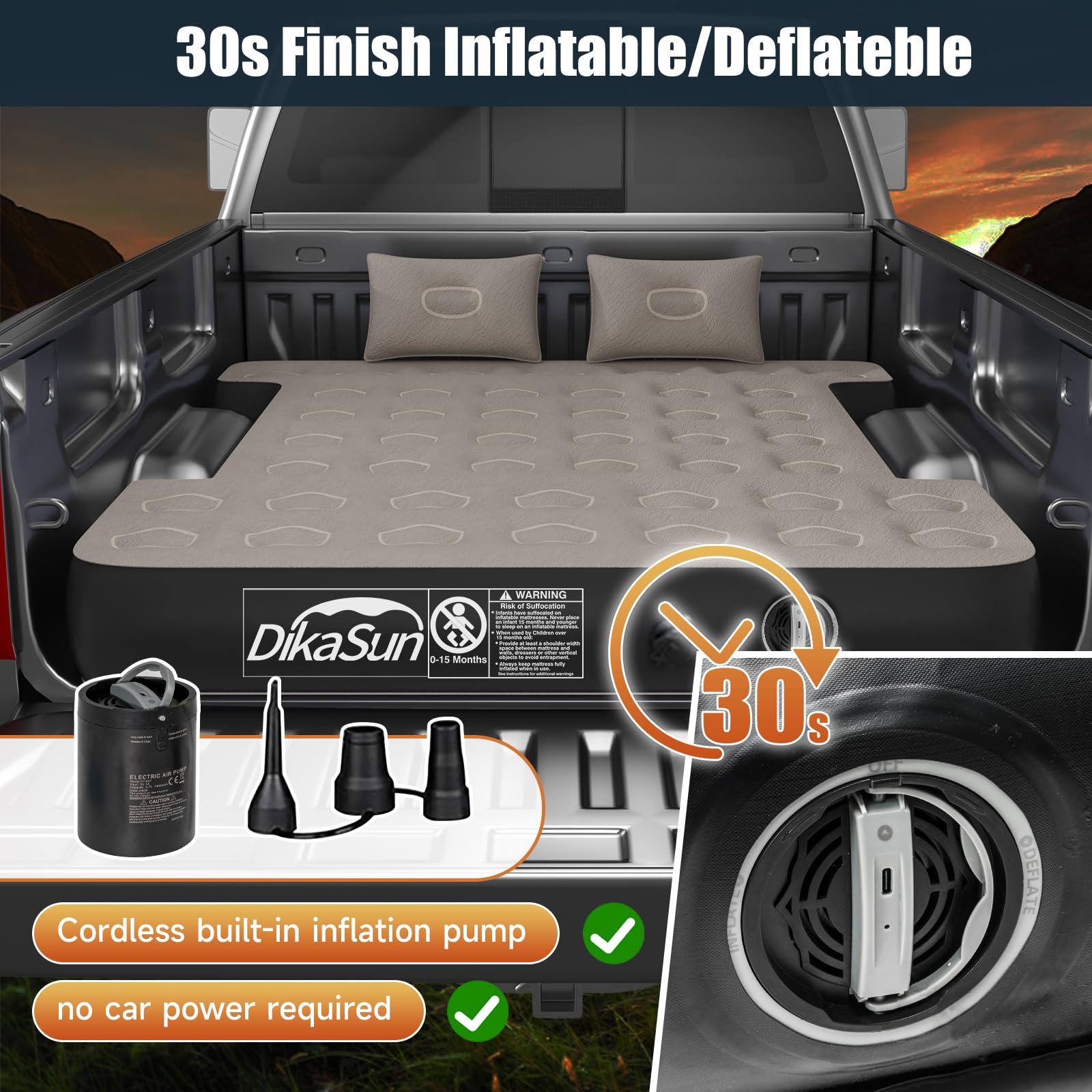 **5-5.8 ft Truck Bed Air Mattress – Full Size Short Inflatable Mattress for Camping, Road Trips & Outdoor Adventures**    *Perfect for short truck beds, camping trips, road travel, and outdoor relaxation!*