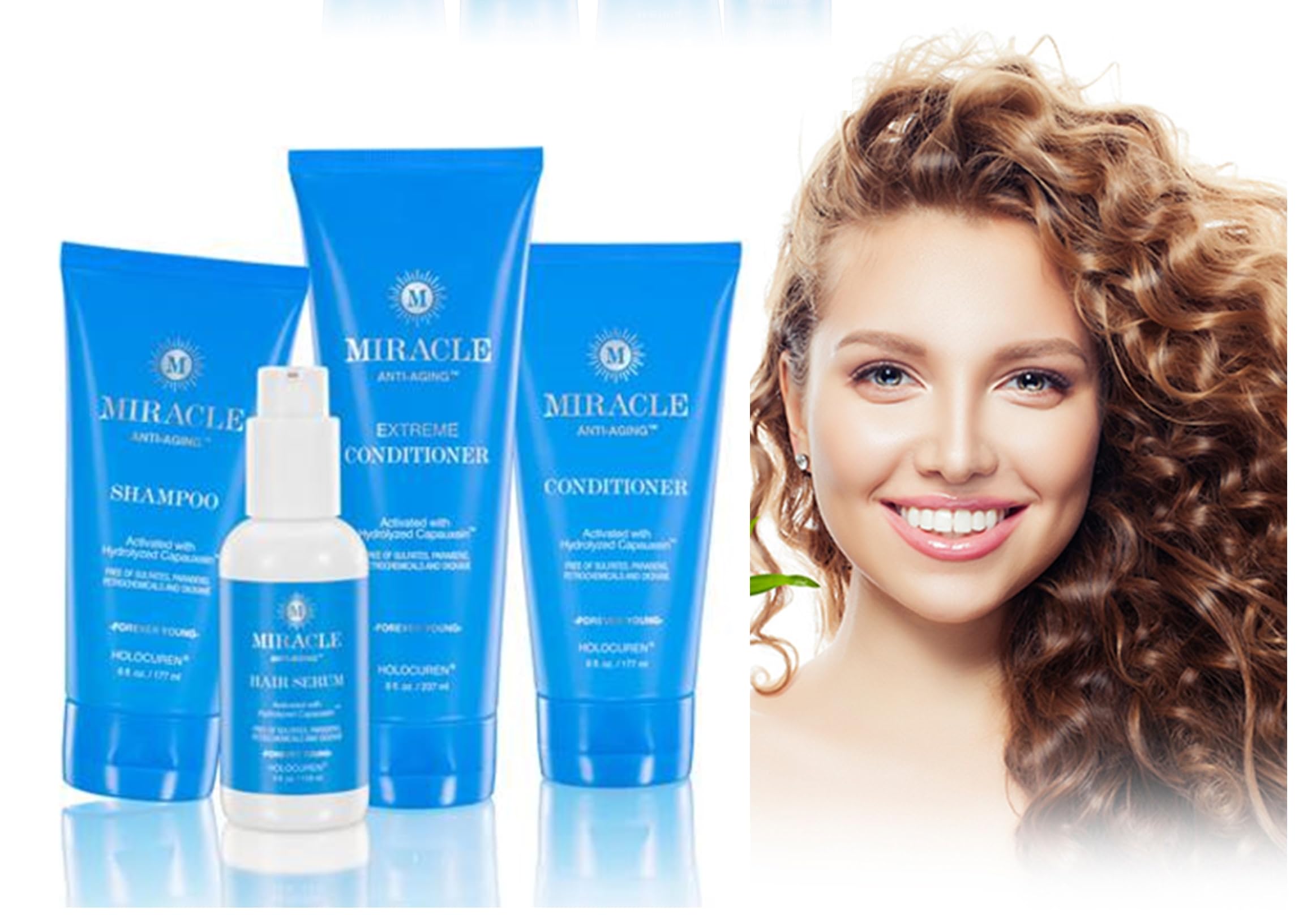 Holocuren Miracle Anti-Aging Shampoo & Conditioner Set with Hair Serum - Reduce Gray Hair & Boost Hair Growth for Men & Women - Perfect for Dry, Damaged Hair & Scalp Care at Home