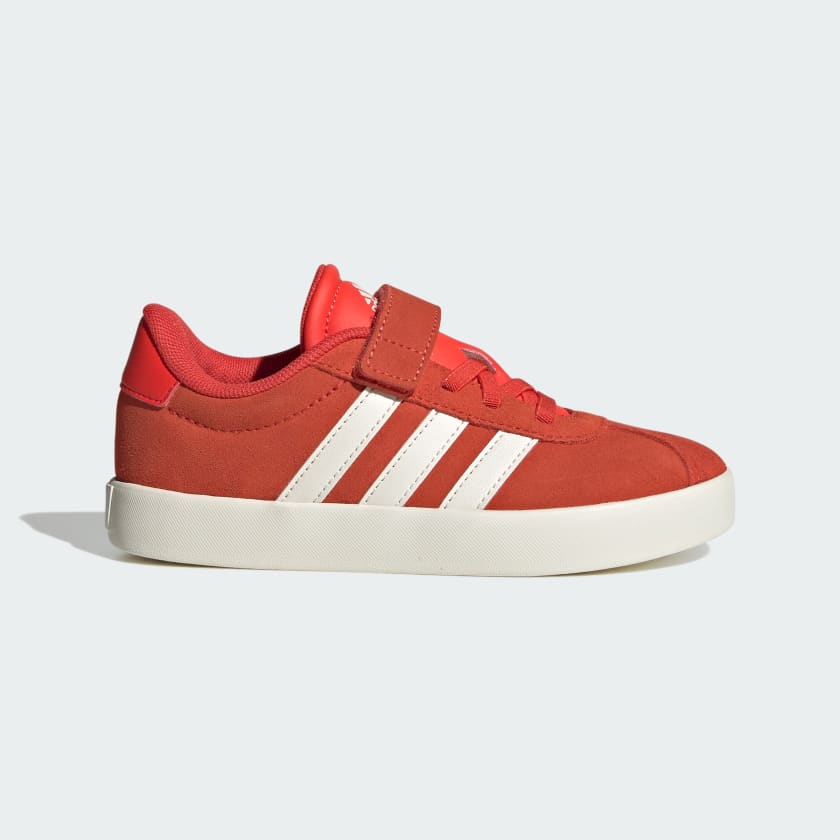 Adidas Kids VL Court 3.0 Hook and Loop Sneakers - Red/White Athletic Shoes for Boys & Girls | Perfect for School, Play & Everyday Wear