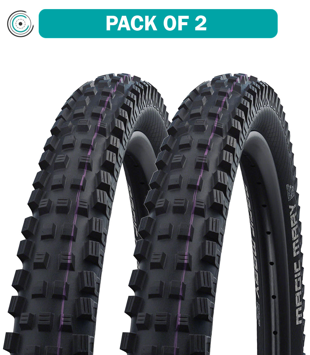 2 Pack Schwalbe Magic Mary 29 x 2.4 Tubeless Folding MTB Tires - Black Evolution (11654181) for Mountain Biking & Trail Riding