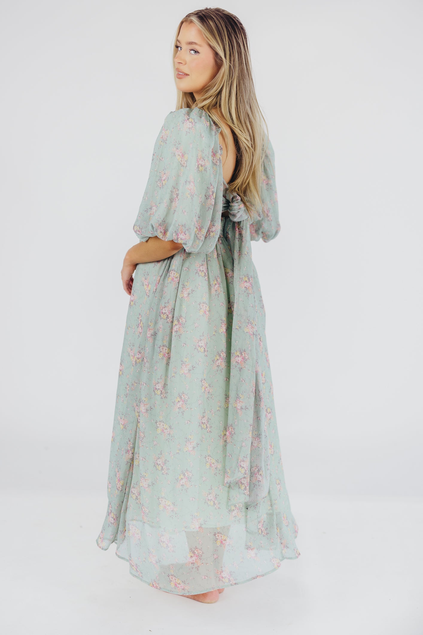 Melody Maxi Dress - Turquoise Floral Print, Bump Friendly & Inclusive Sizing (S-3XL) | Perfect for Maternity, Beach Vacations & Summer Weddings